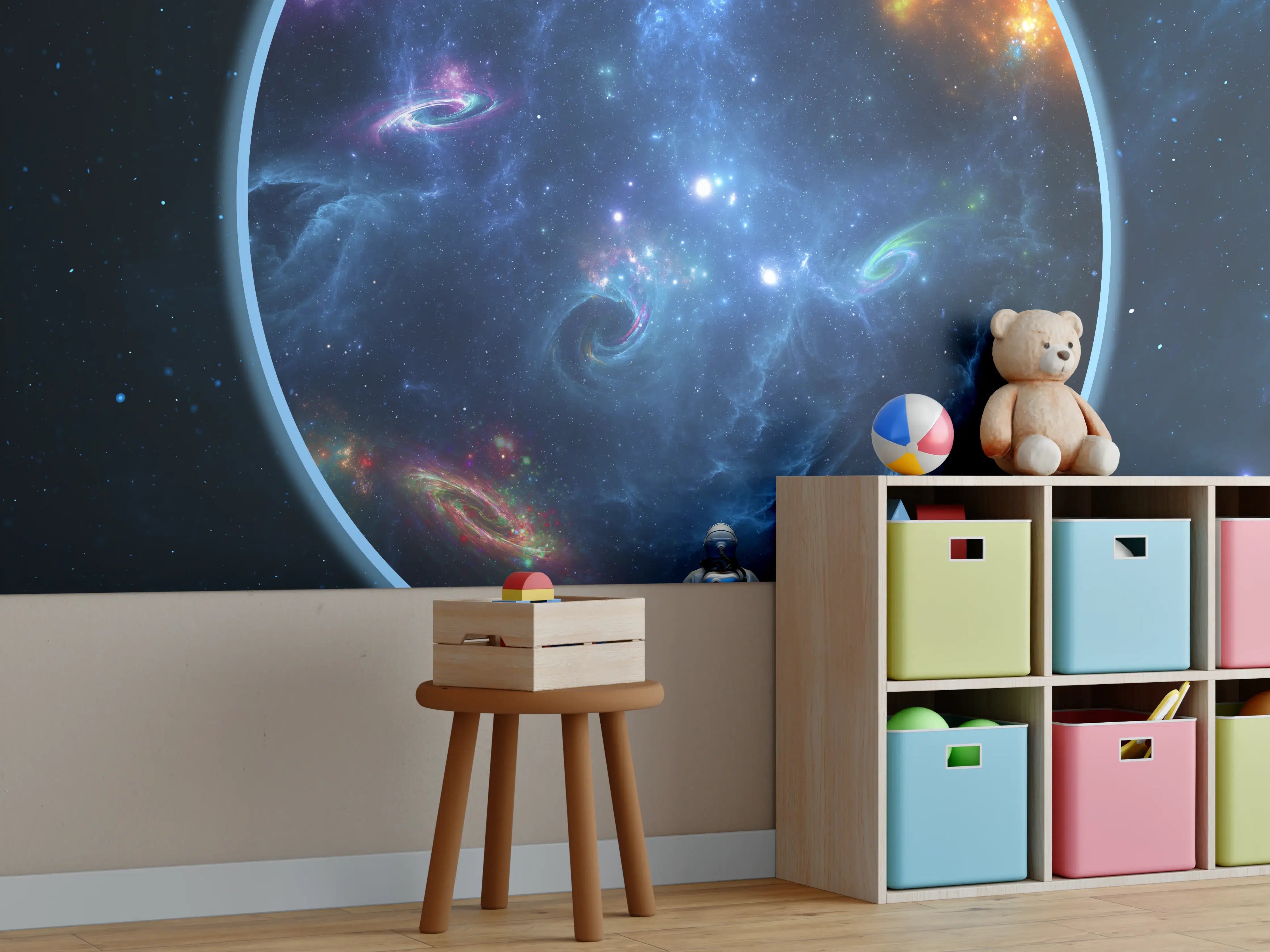 Kinderzimmer Wandgestaltung - überspitze Darstellung - Weltall