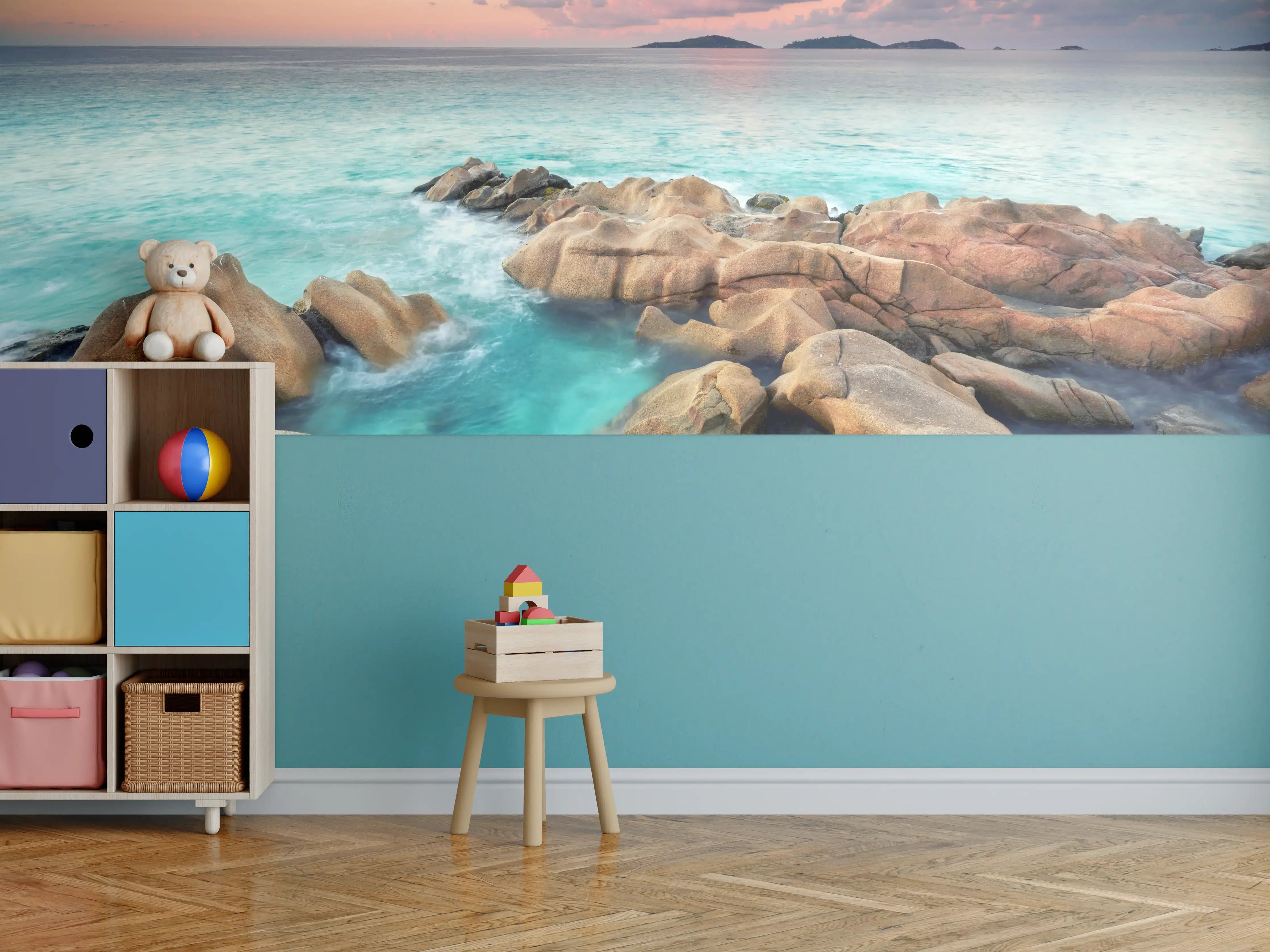 Kinderzimmer Wandgestaltung - zauberhaftes Felsen in Seychellen