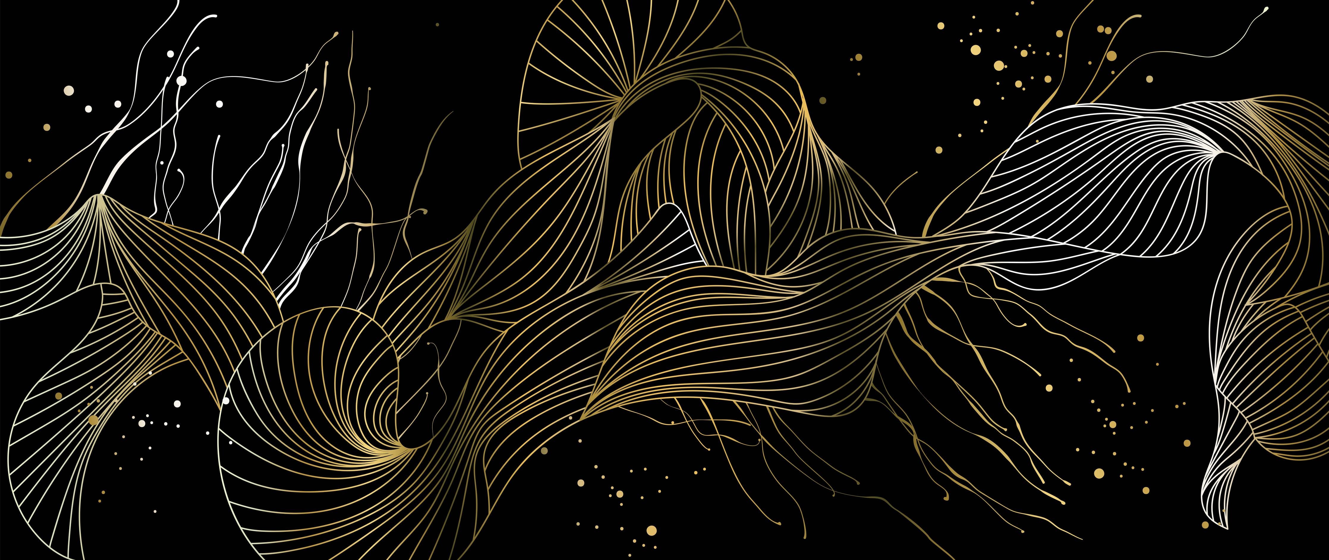 Küchenrückwand-Abstrakte Goldlinien auf Schwarz