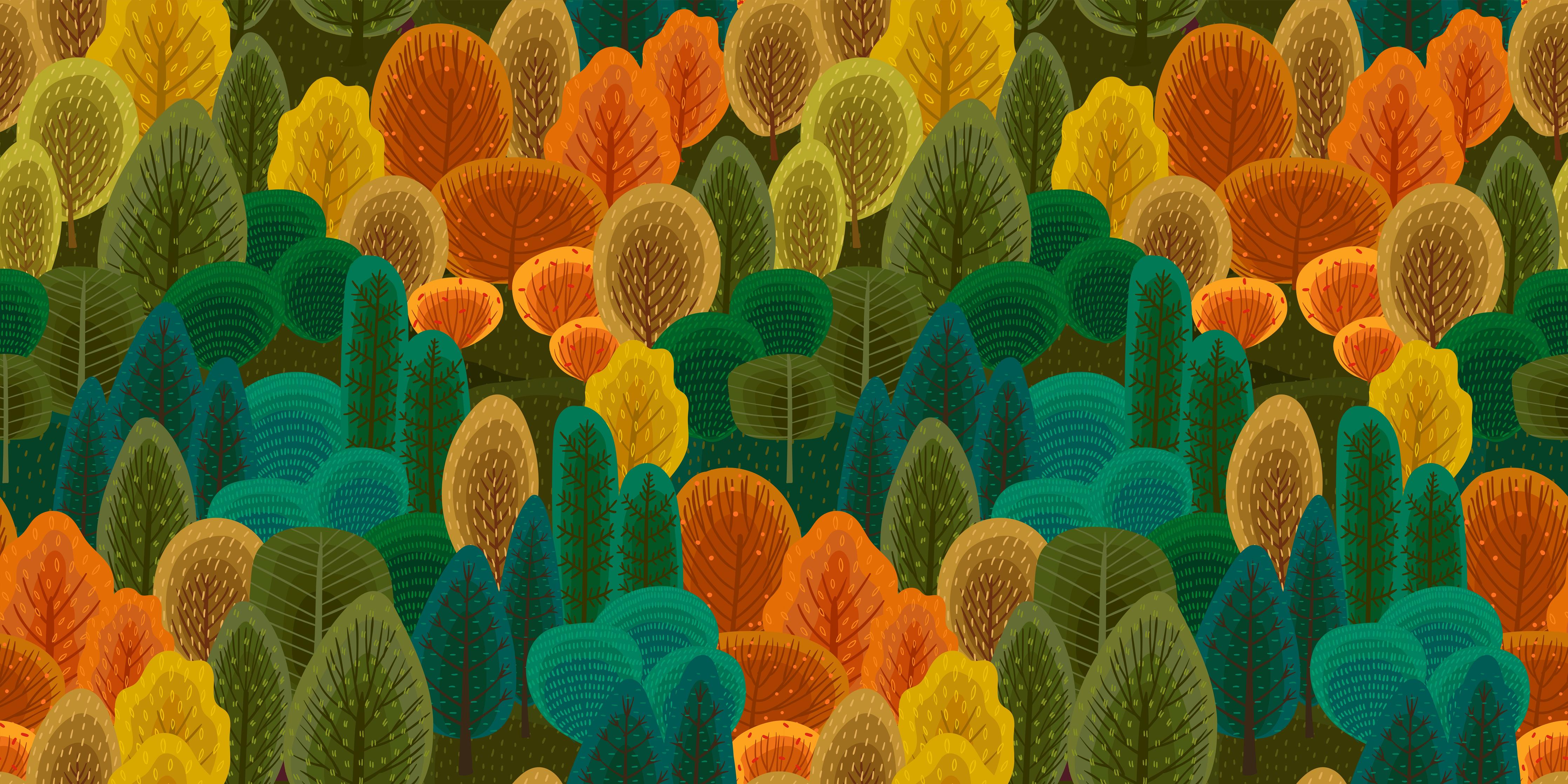 Küchenrückwand-Abstraktes Waldmuster in Herbstfarben Design