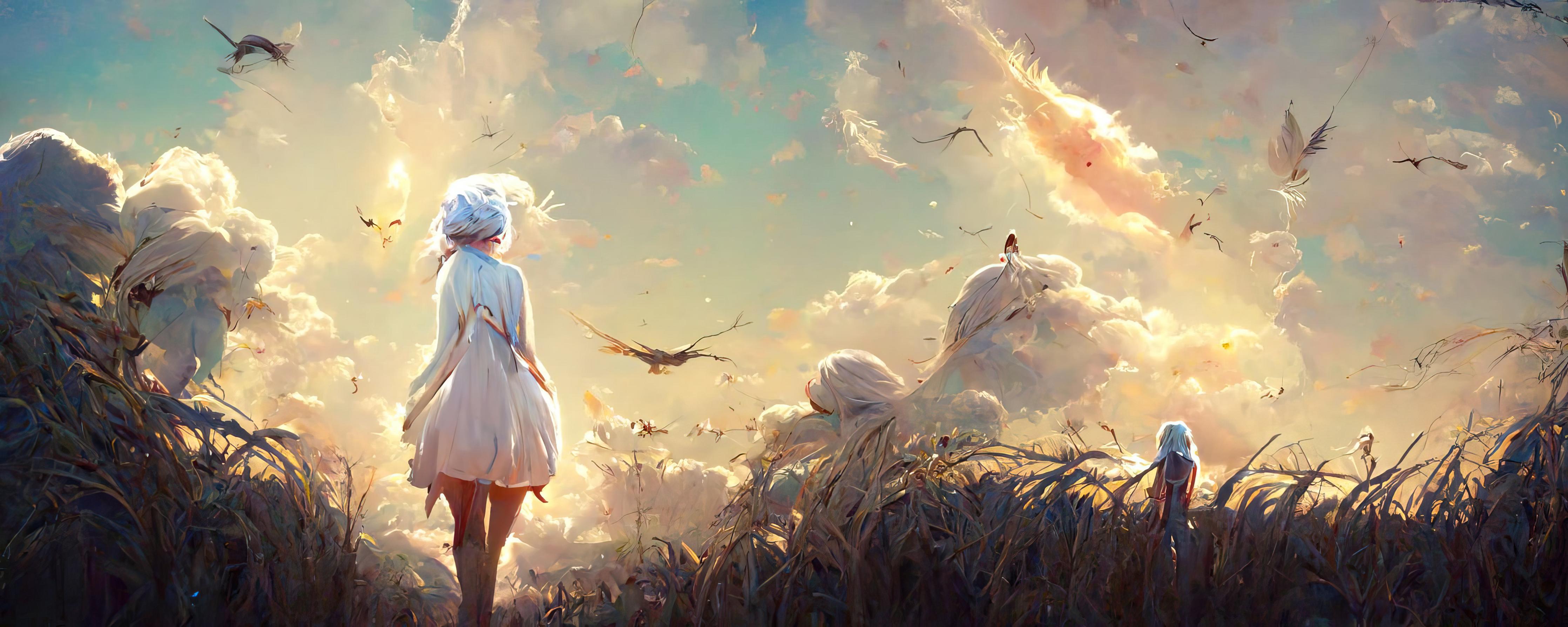 Küchenrückwand-Animierte Figuren bei Sonnenuntergang