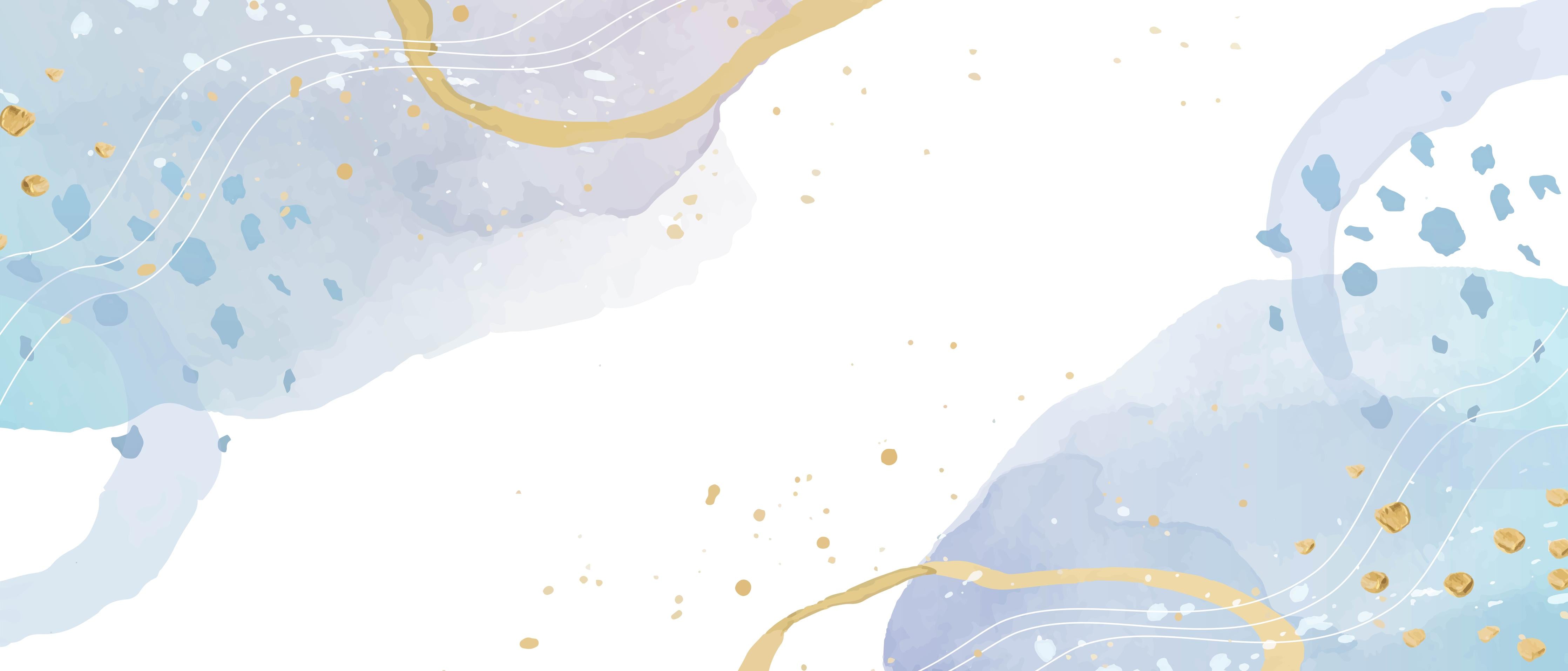 Küchenrückwand-Blau-Goldenes Aquarell Kunstwerk Muster