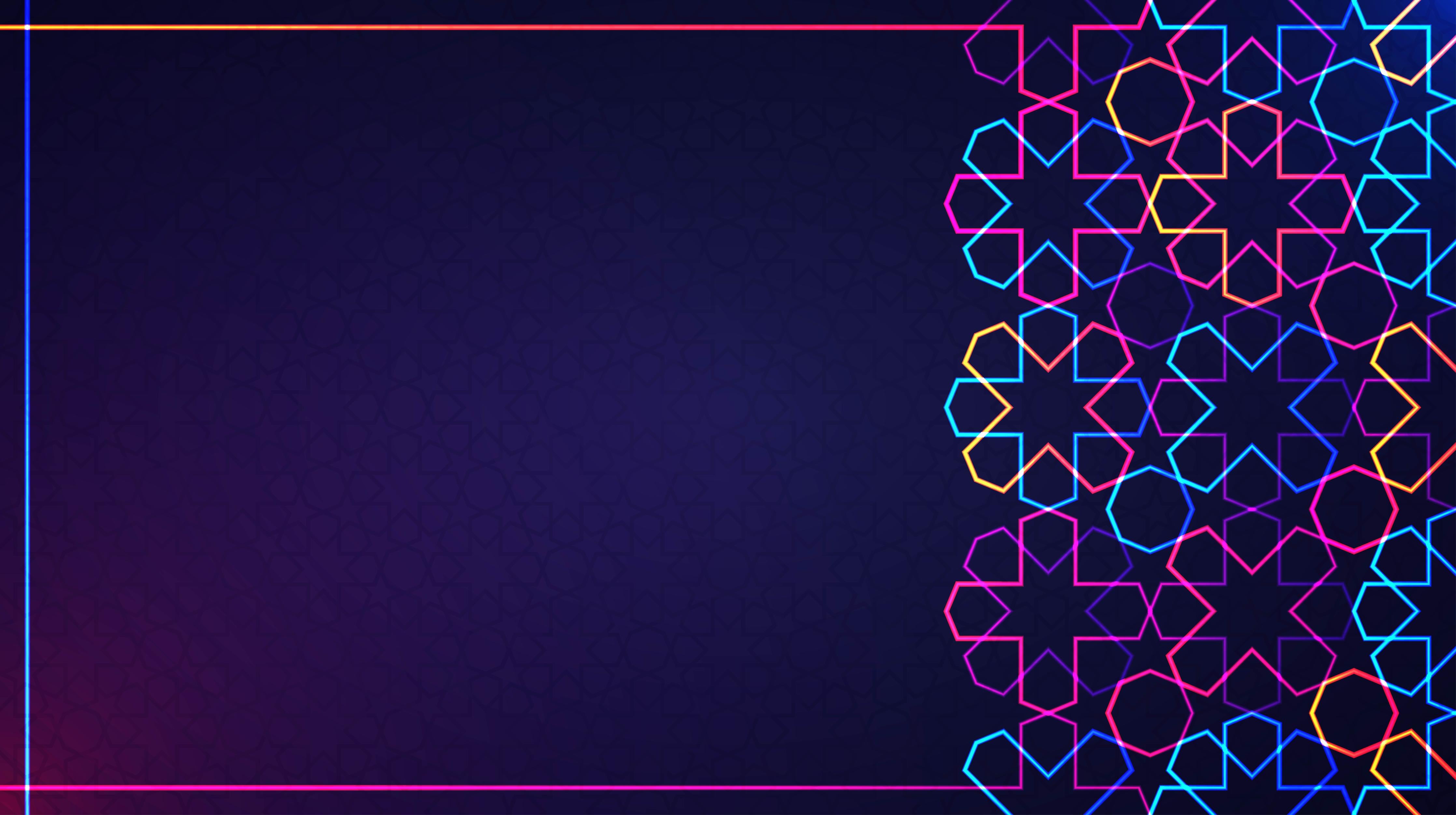 Küchenrückwand-Bunte Neon Muster Eid Mubarak Hintergrund