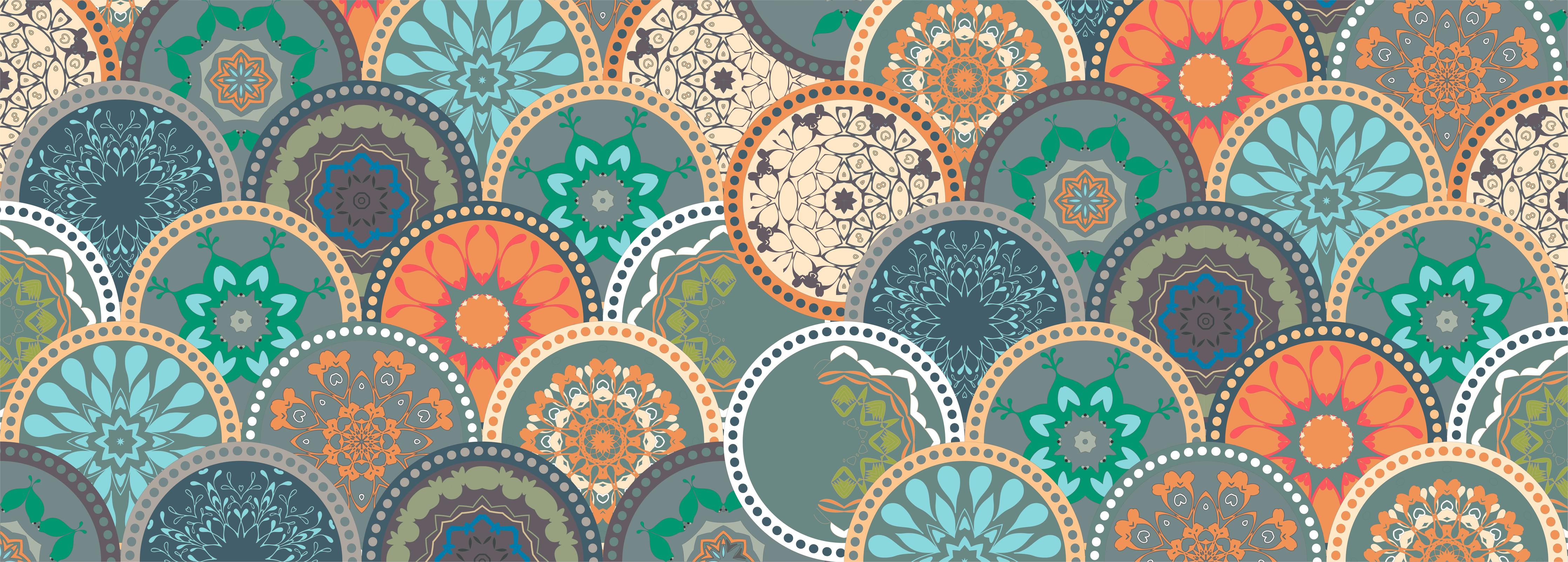 Küchenrückwand-Buntes Mandala-Design mit floralen Mustern