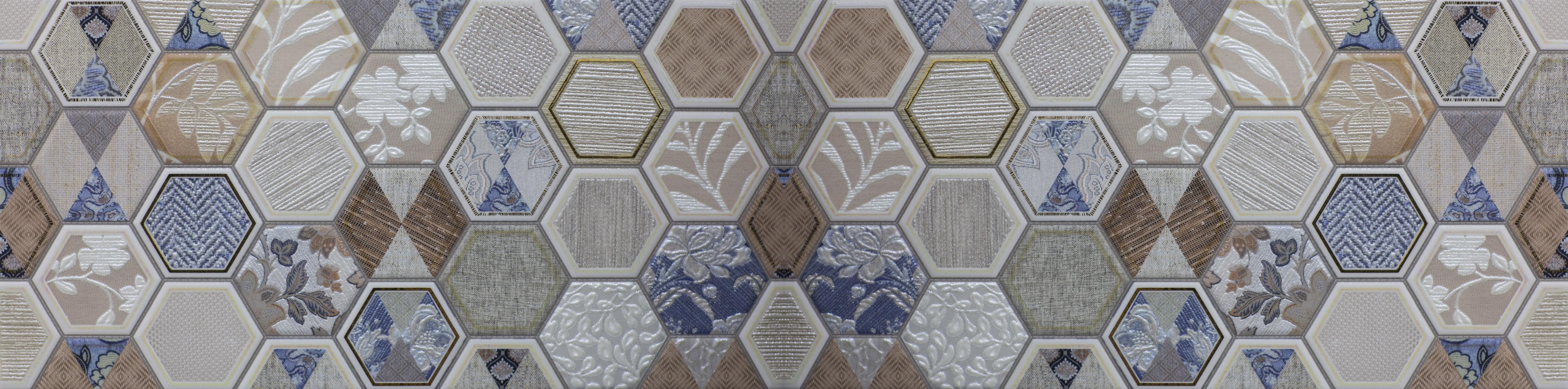 Küchenrückwand-Dekorative Geometrie Fliesen in Blau-Beige