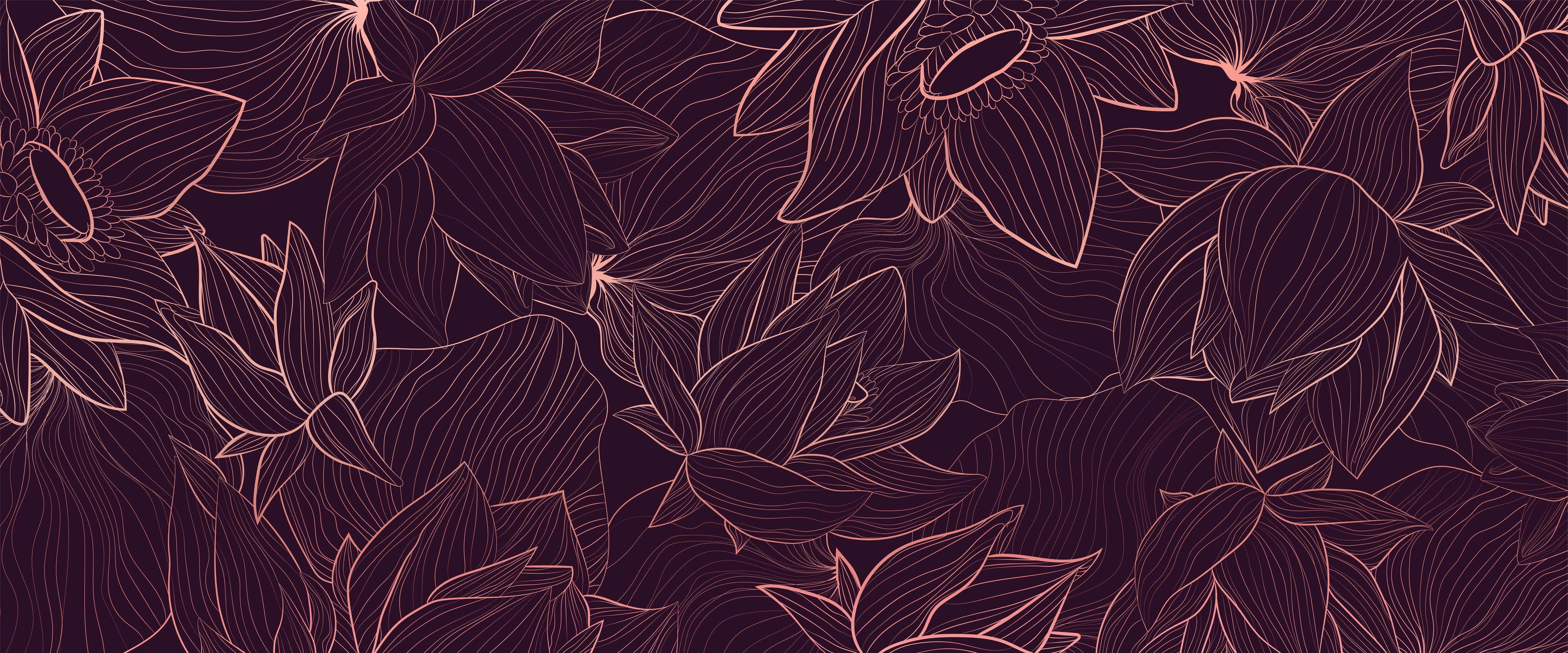 Küchenrückwand-Dekorative Lila Blumen Linienzeichnung