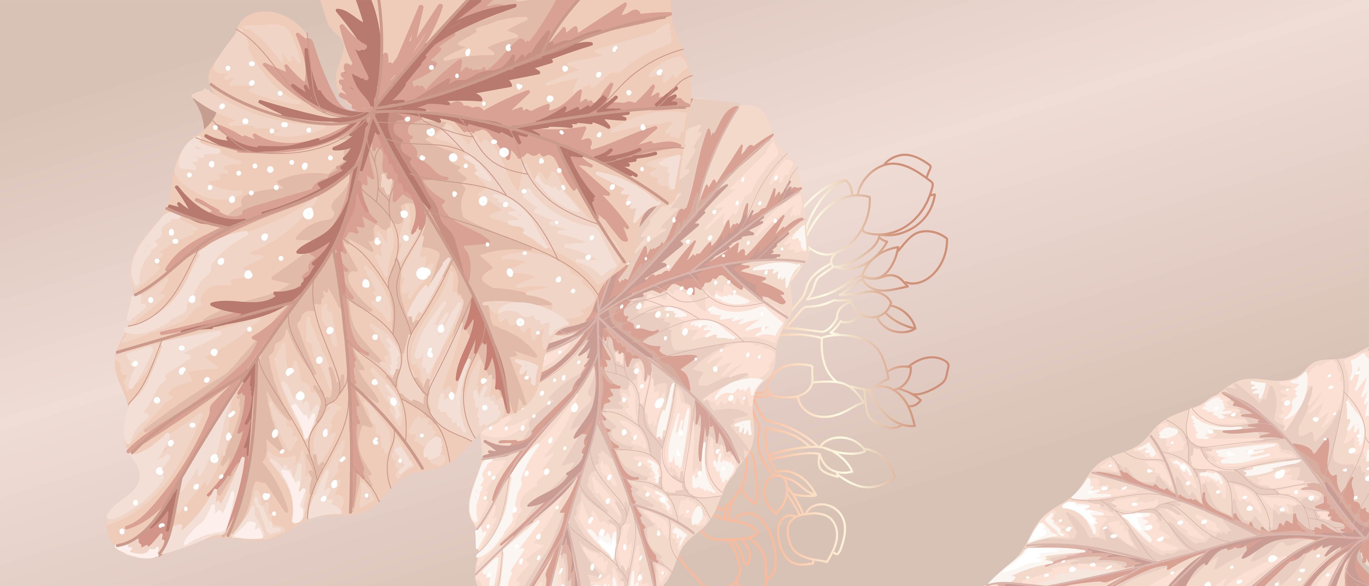 Küchenrückwand-Design Blüten Blatt Illustration Beige