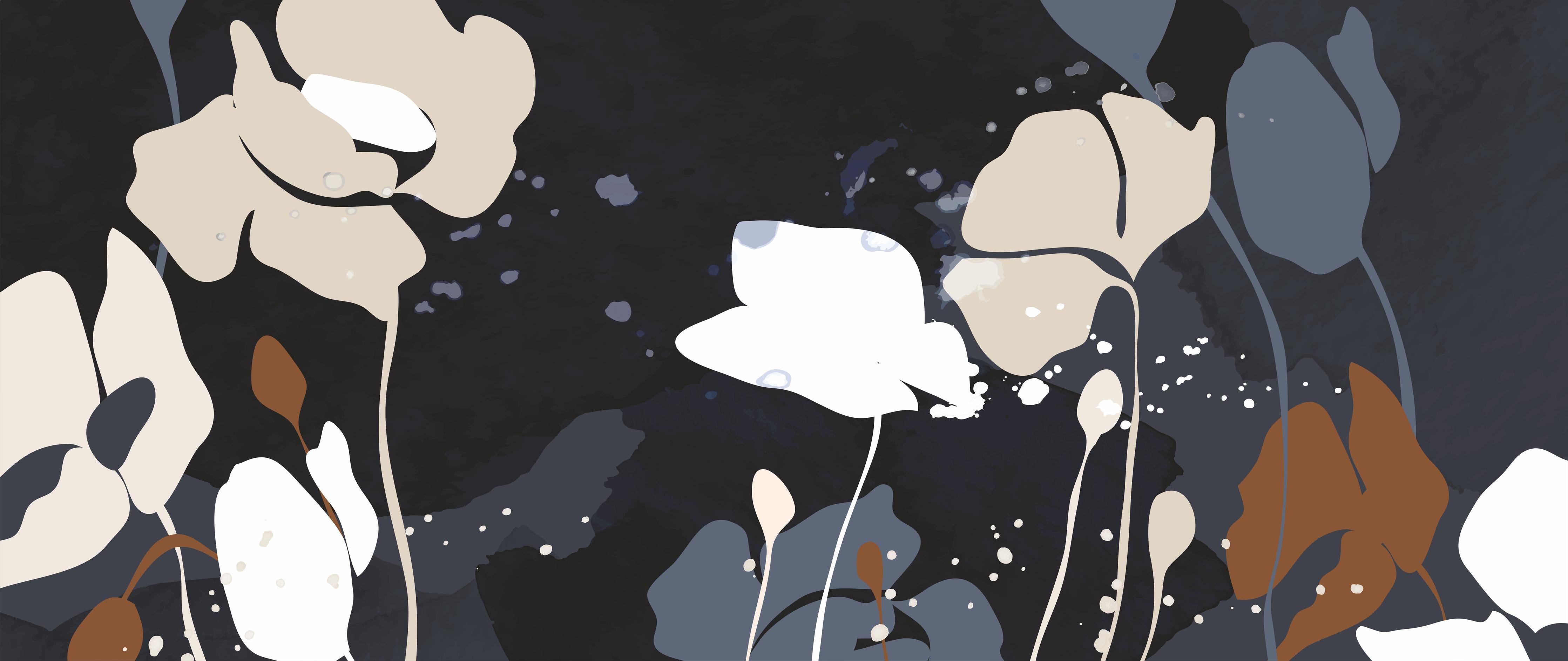 Küchenrückwand-Dunkelgraue Blumen Silhouette Illustration