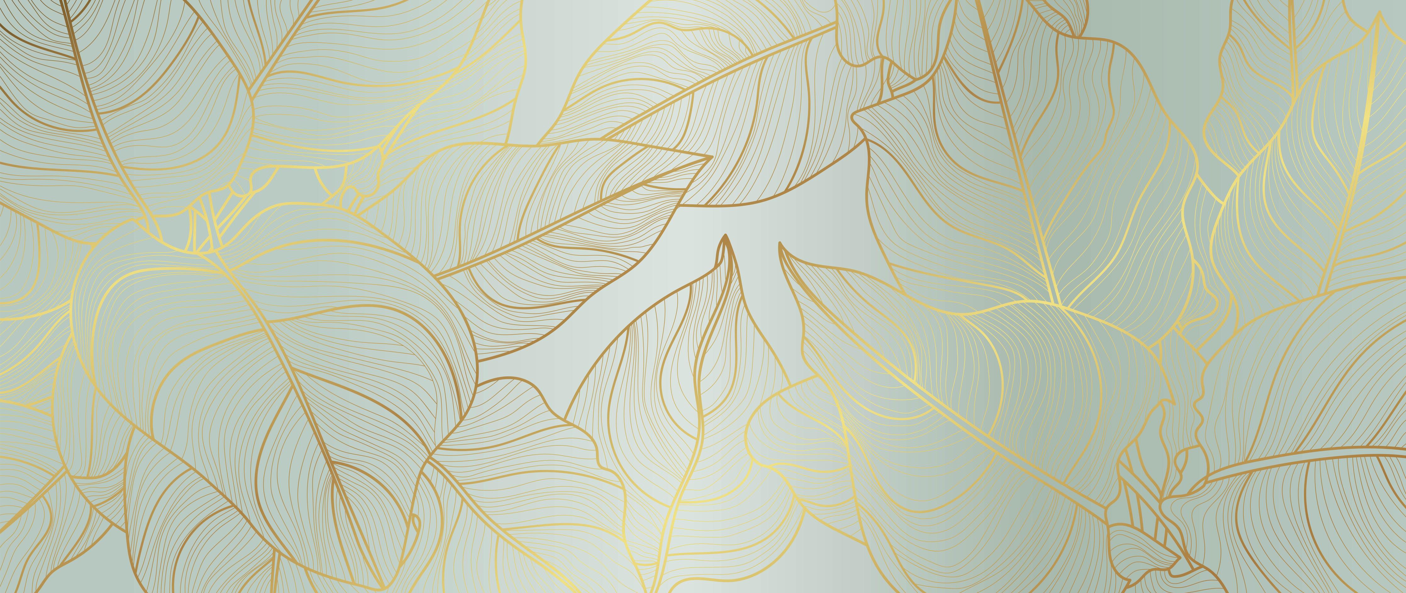 Küchenrückwand-Elegantes Blattwerk Design in Gold Hellgelb