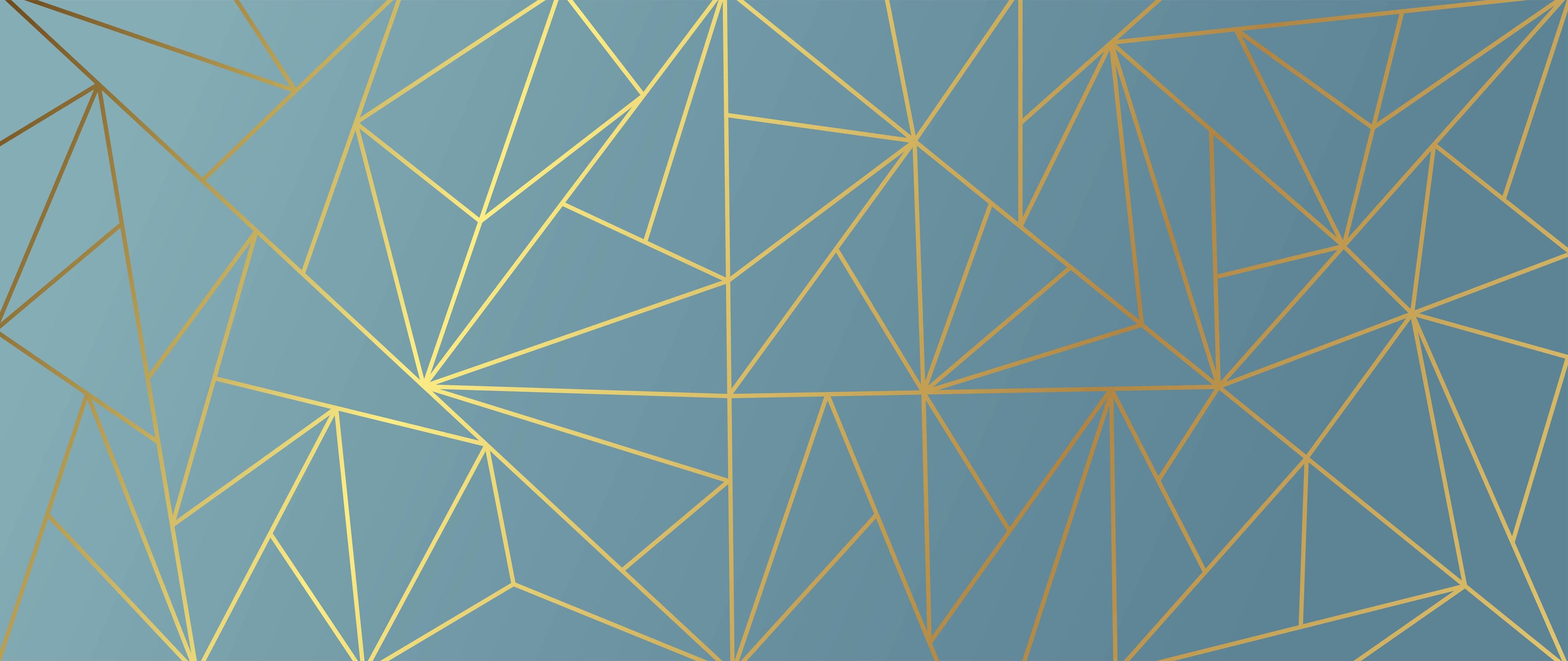 Küchenrückwand-Elegantes Muster Goldener Linien auf Blau