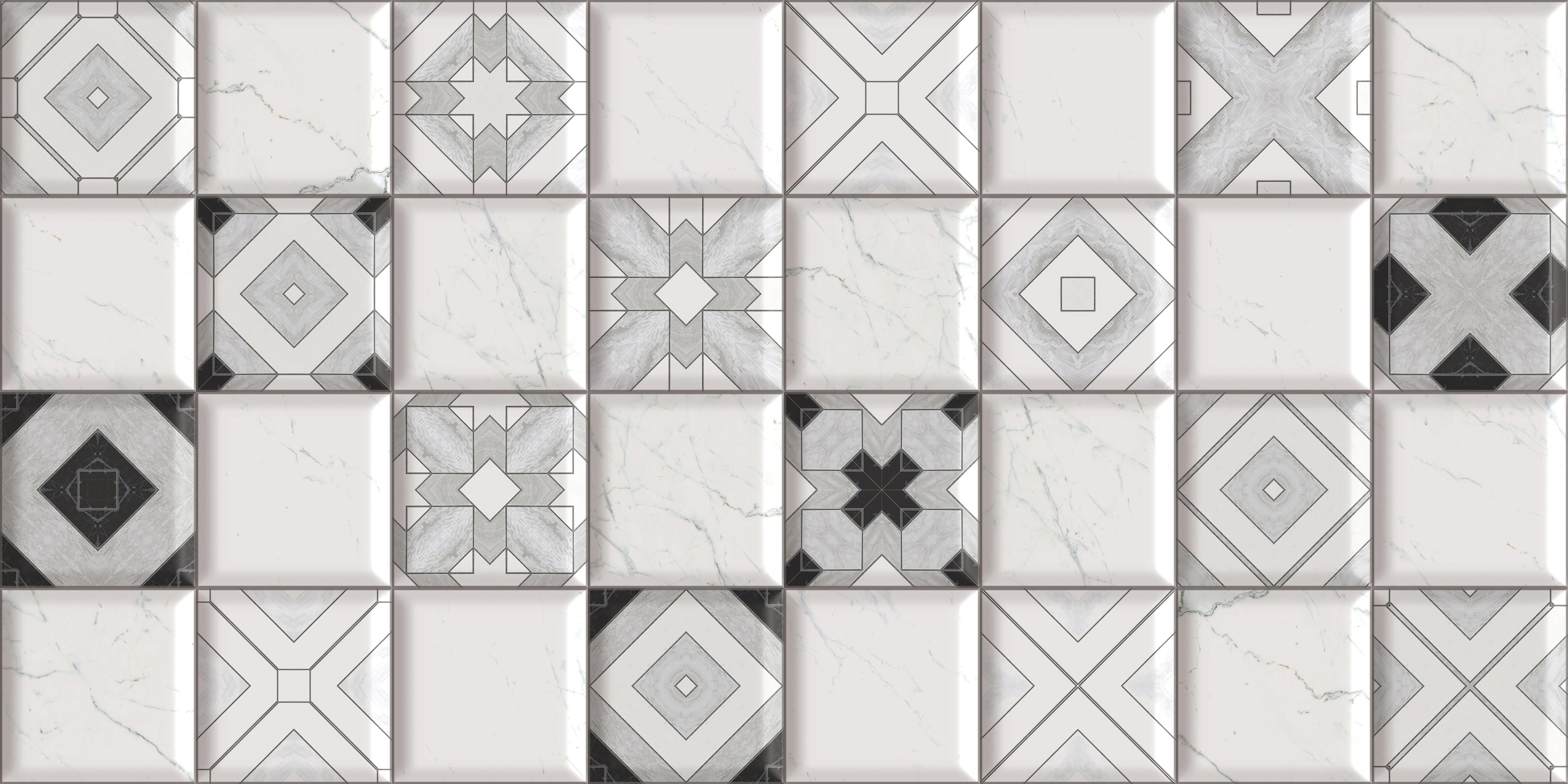 Küchenrückwand-Elegantes Weiß-Grau Fliesendesign Abstrakt