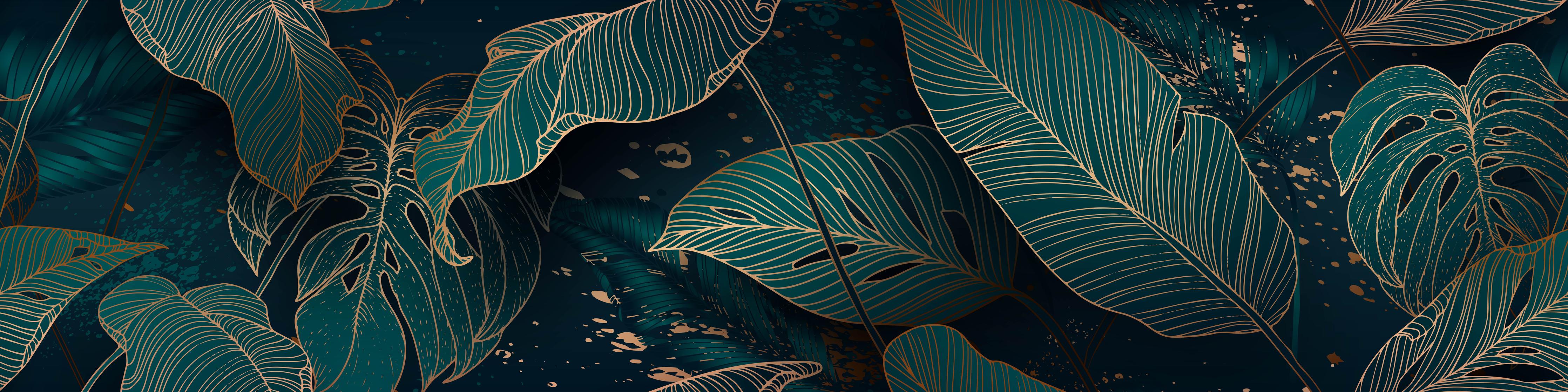 Küchenrückwand-Exotisches Blattwerk Design in Dunkelgrün