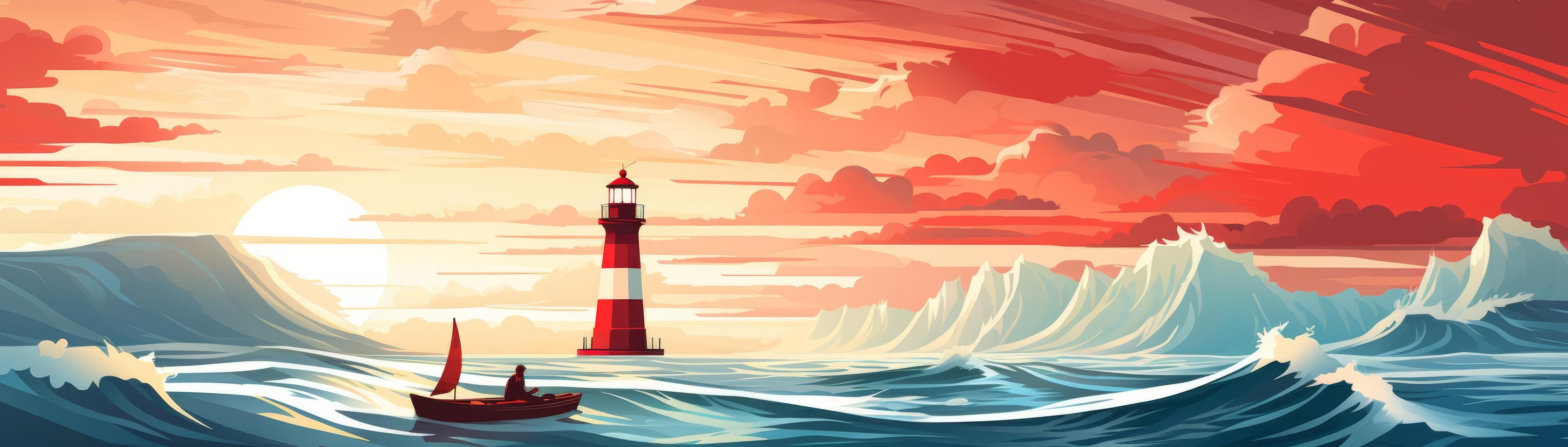 Küchenrückwand-Farbeintensiver Leuchtturm in malerischer Sonnenuntergangslandschaft