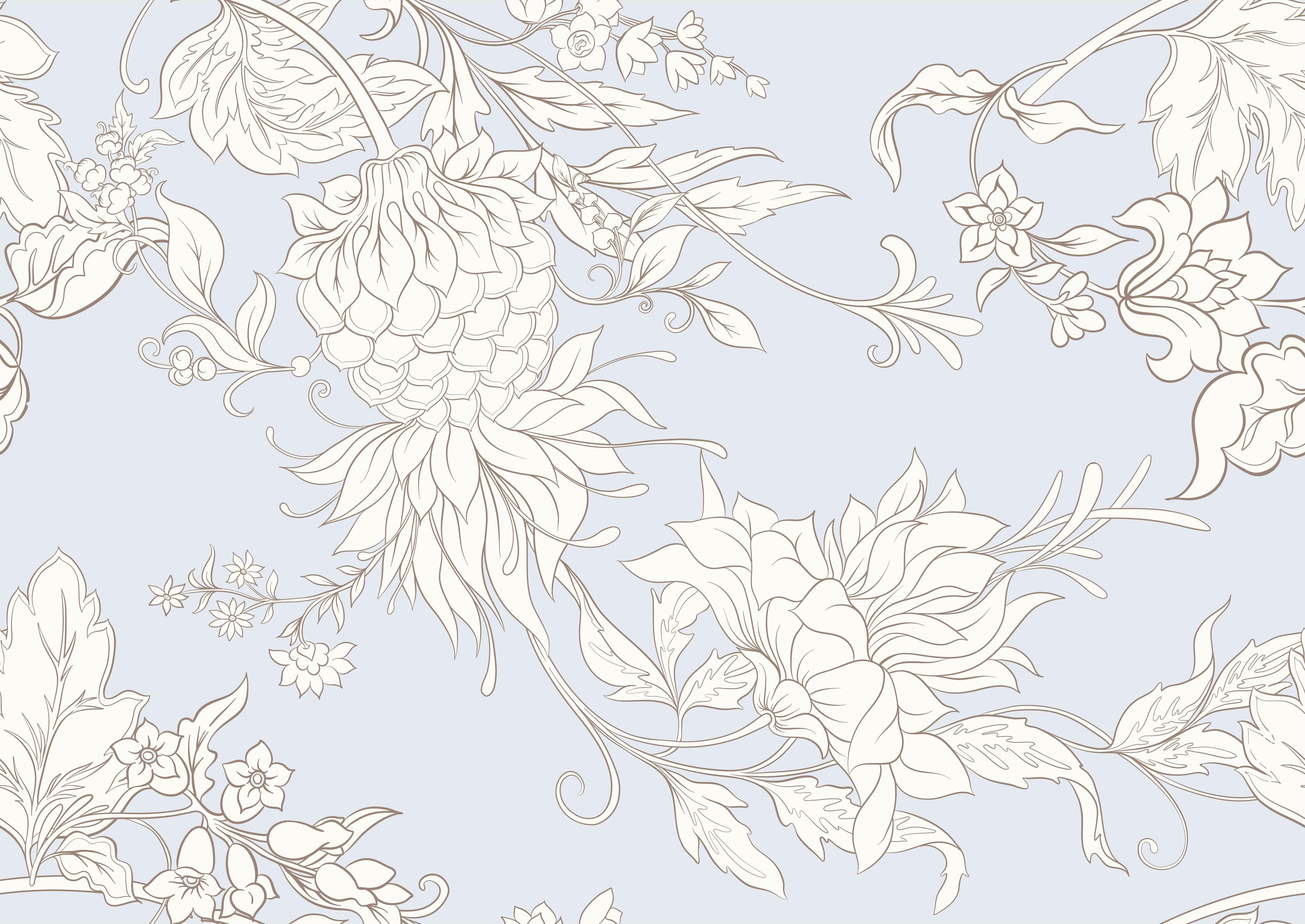 Küchenrückwand-Floral Weiß-Grau Muster Design