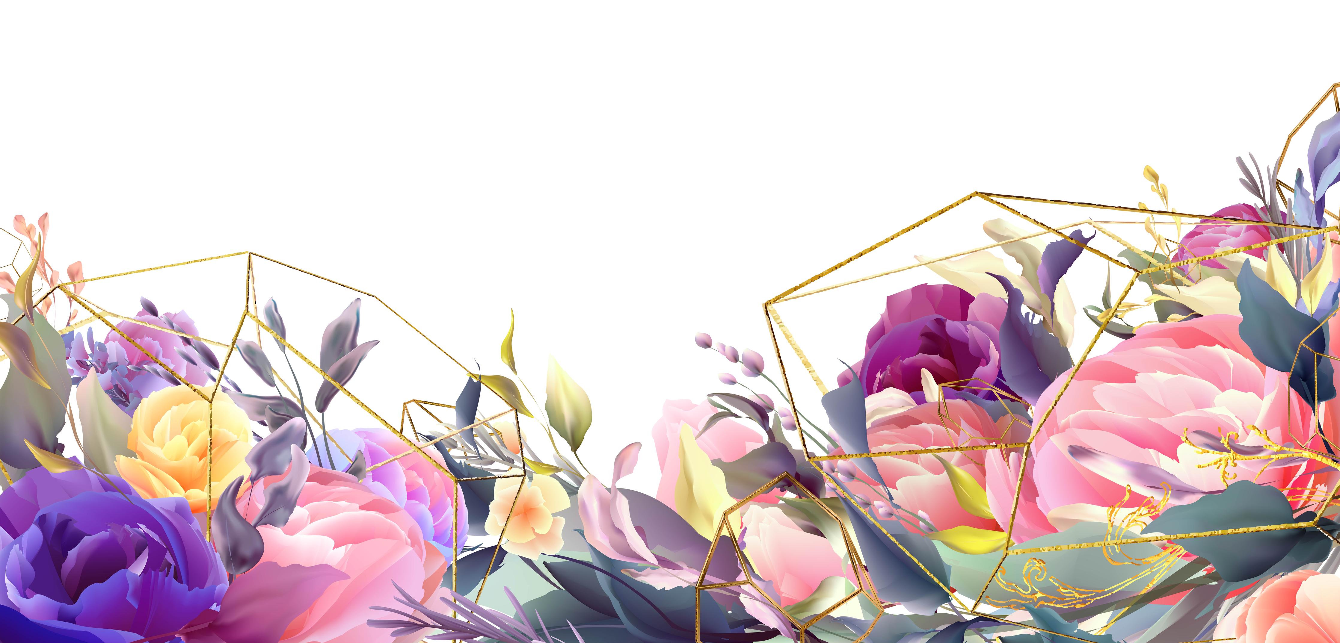 Küchenrückwand-Florales Kunstdesign mit Goldakzenten