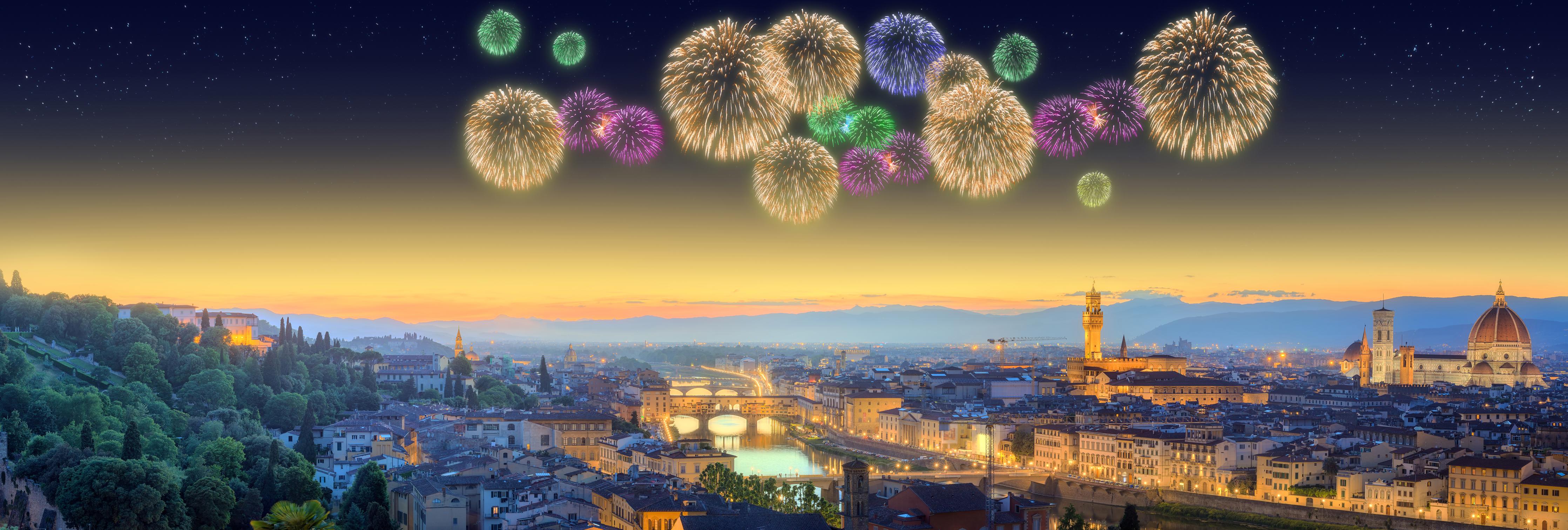 Küchenrückwand-Fluss Arno und Ponte Vecchio bei Sonnenuntergang