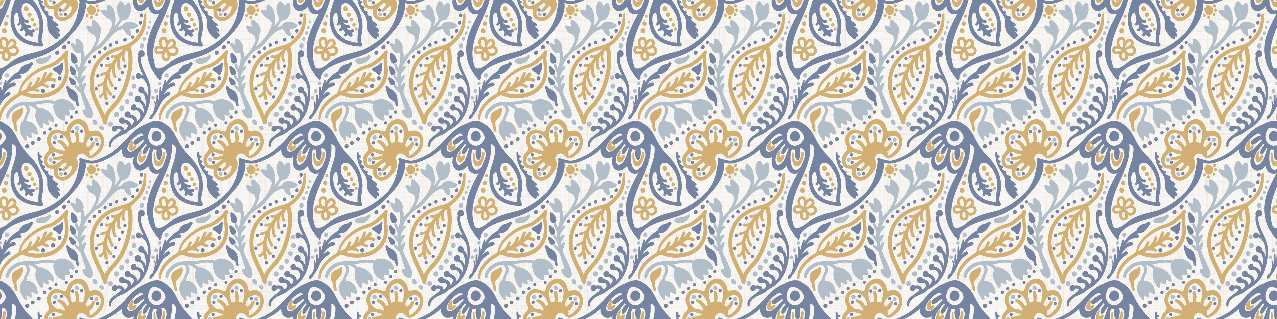 Küchenrückwand-Französisches Damastmuster nahtlos blau gelb