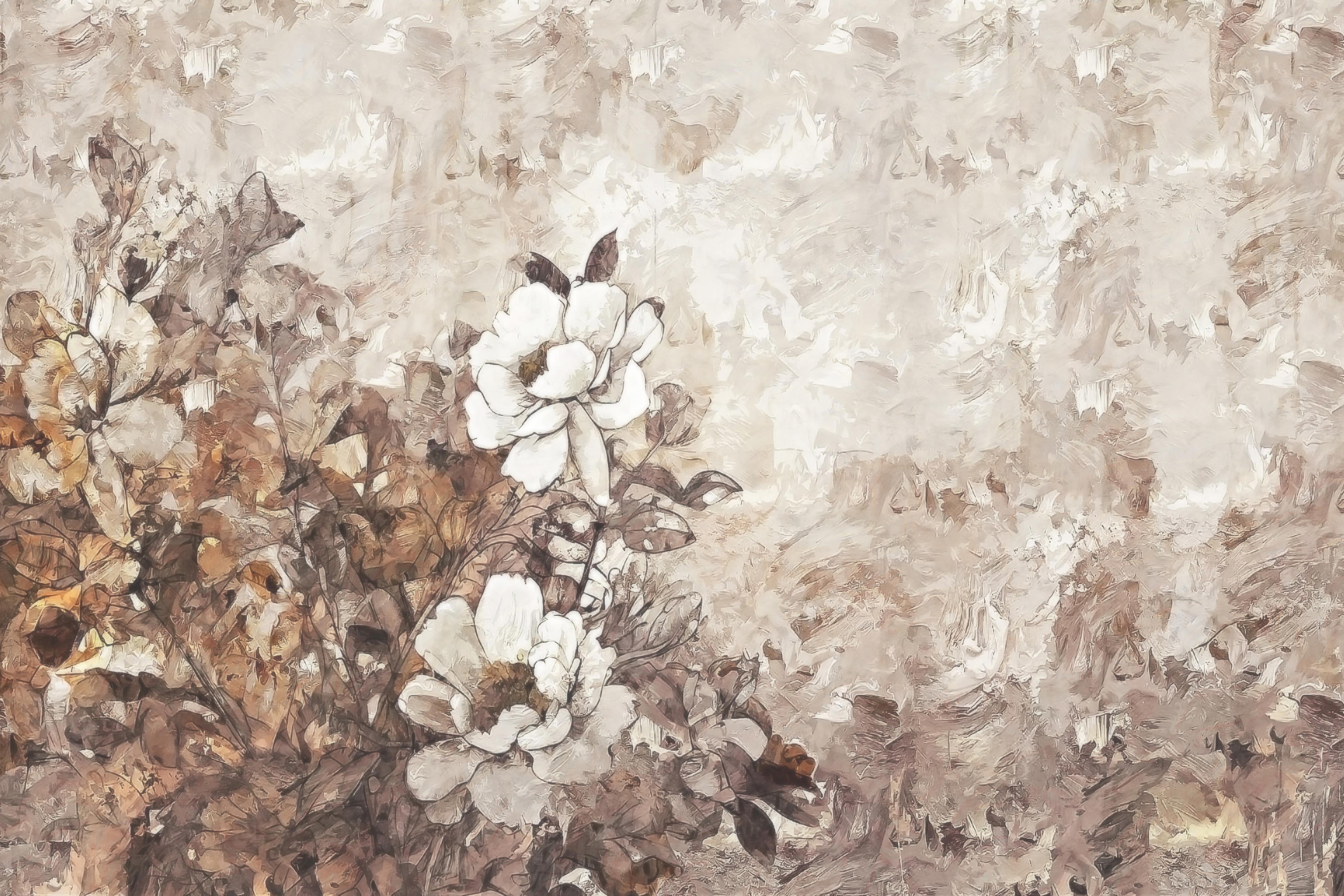 Küchenrückwand-Gemälde . weiße Blüten