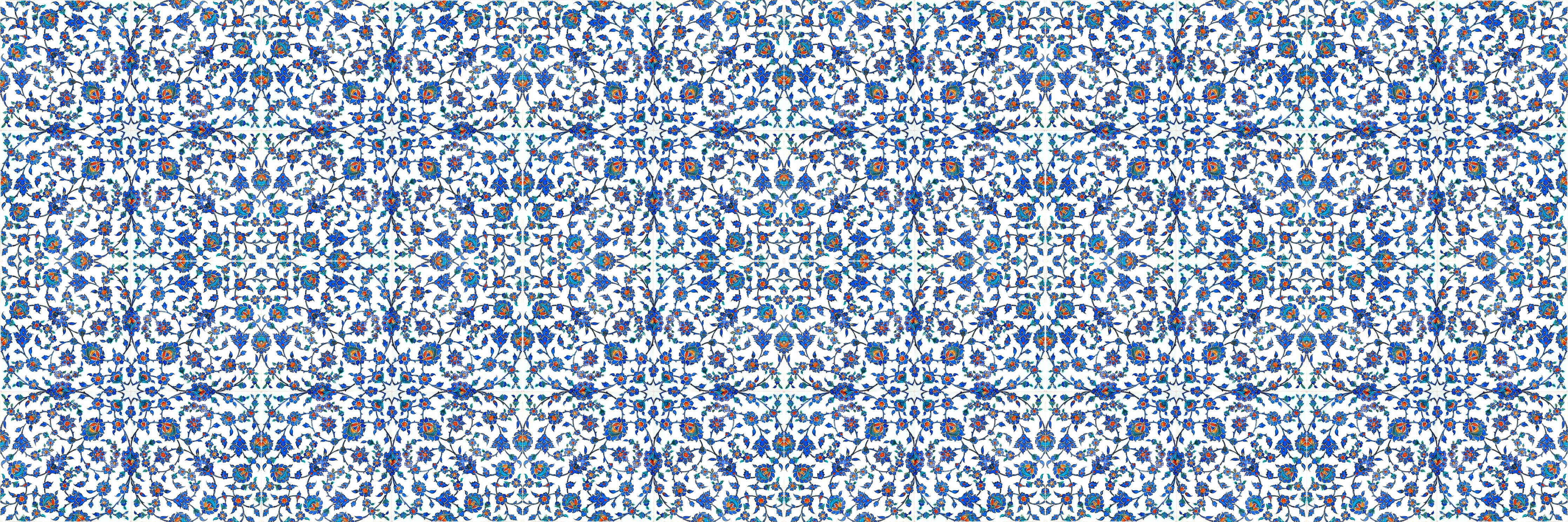 Küchenrückwand-Geometrisches Blau-Weißes Ornamentmuster