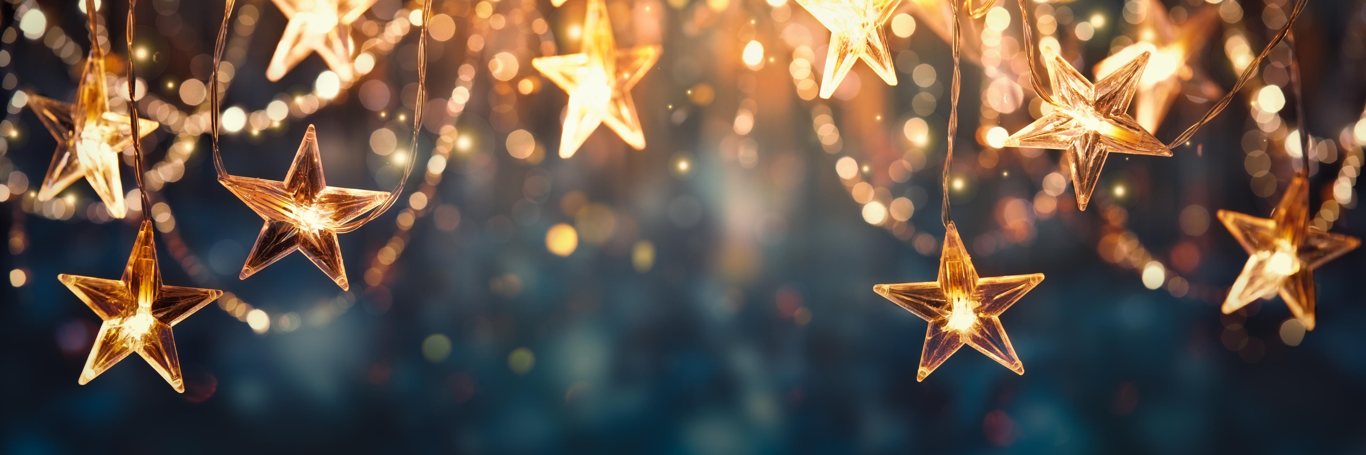 Küchenrückwand-Goldene Sternen Lichterkette