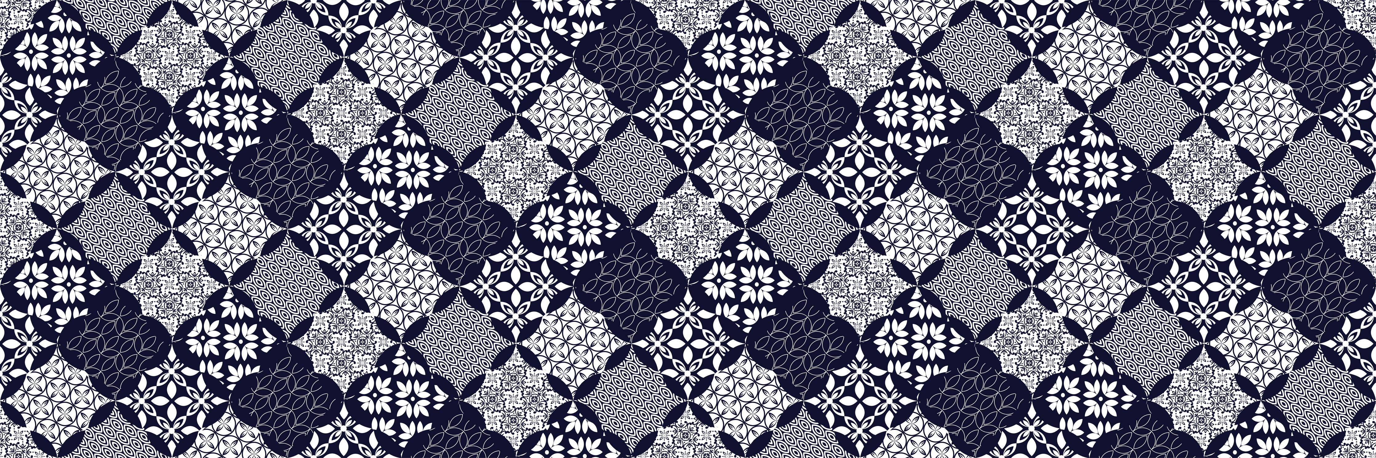 Küchenrückwand-Grafisches Blau-Weiß-Grau Textildesign