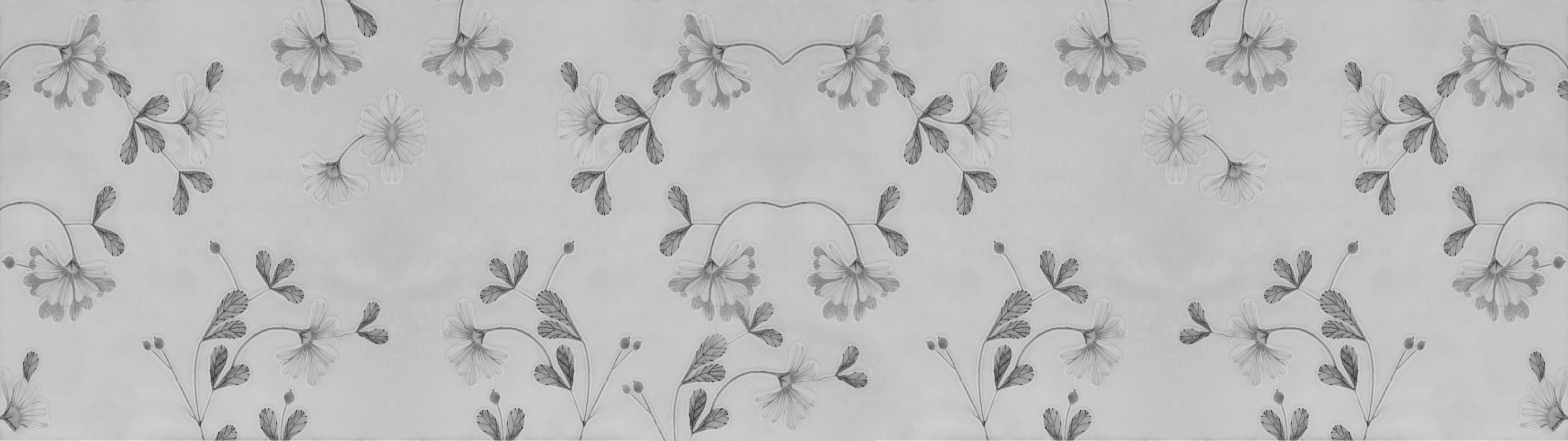 Küchenrückwand-Grau-Weißes Blumenmuster auf Textil