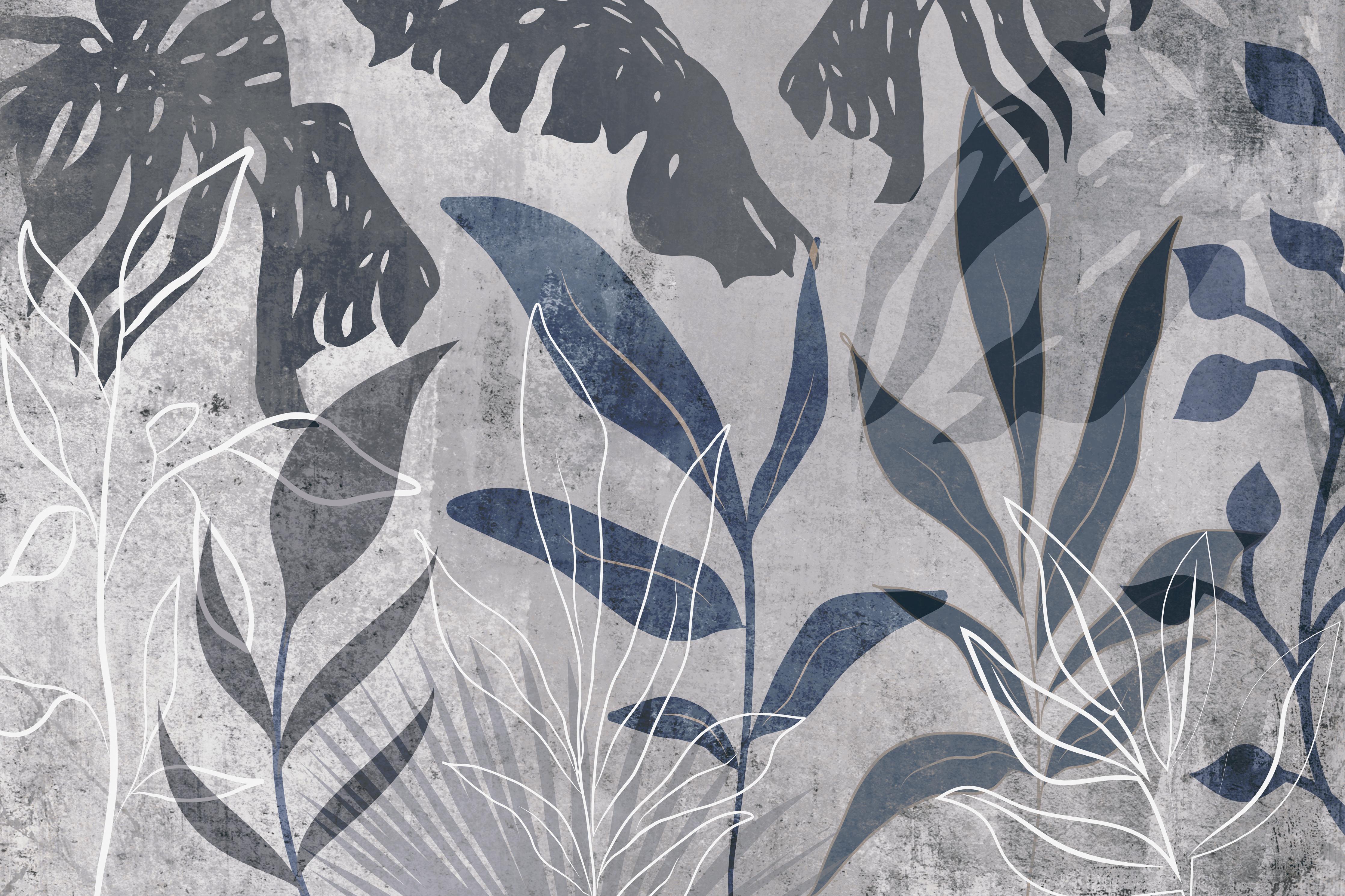 Küchenrückwand-Grau-weißes botanisches Wandbild modern