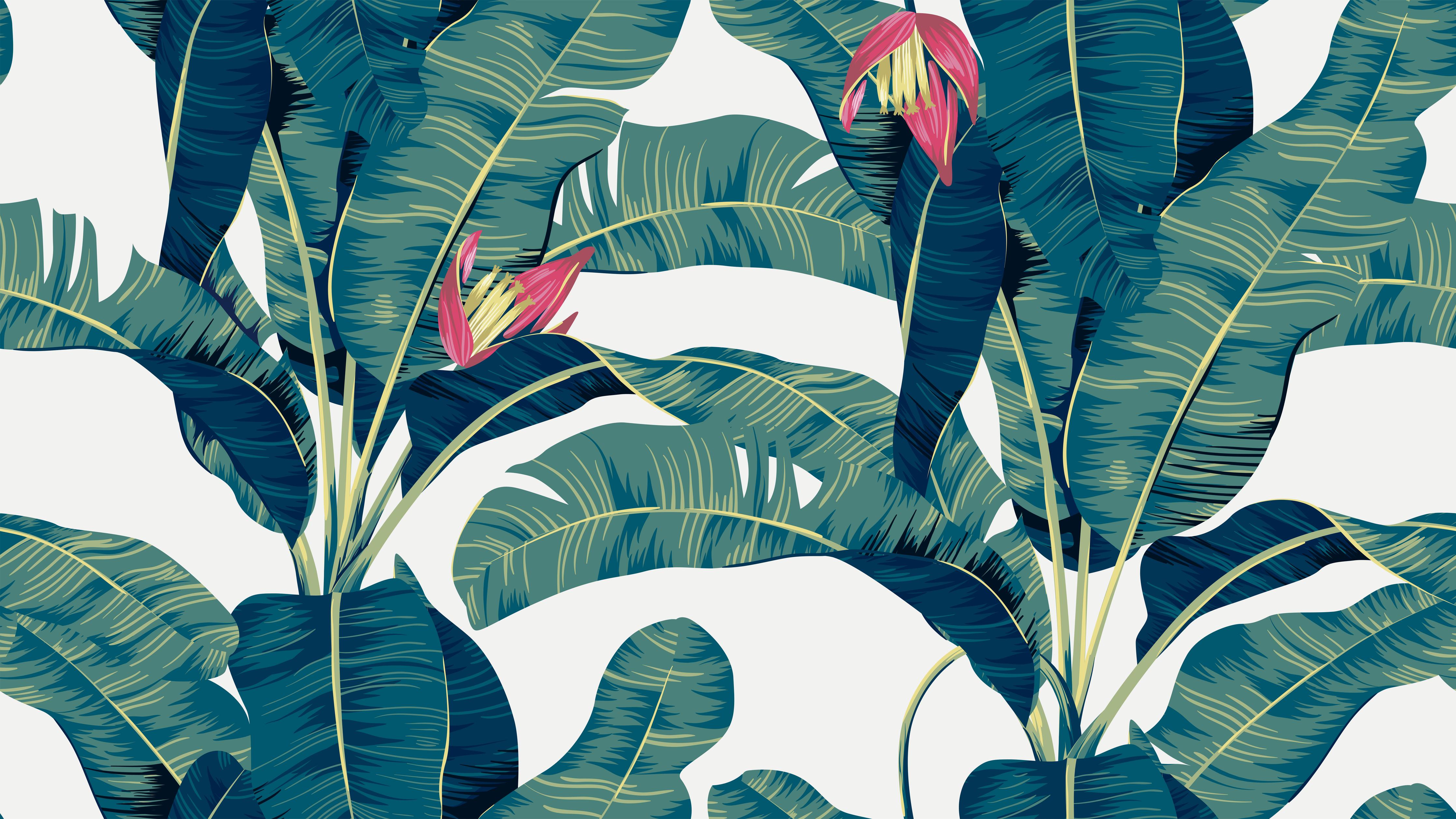 Küchenrückwand-Grüne Exotische Bananenblätter Illustration