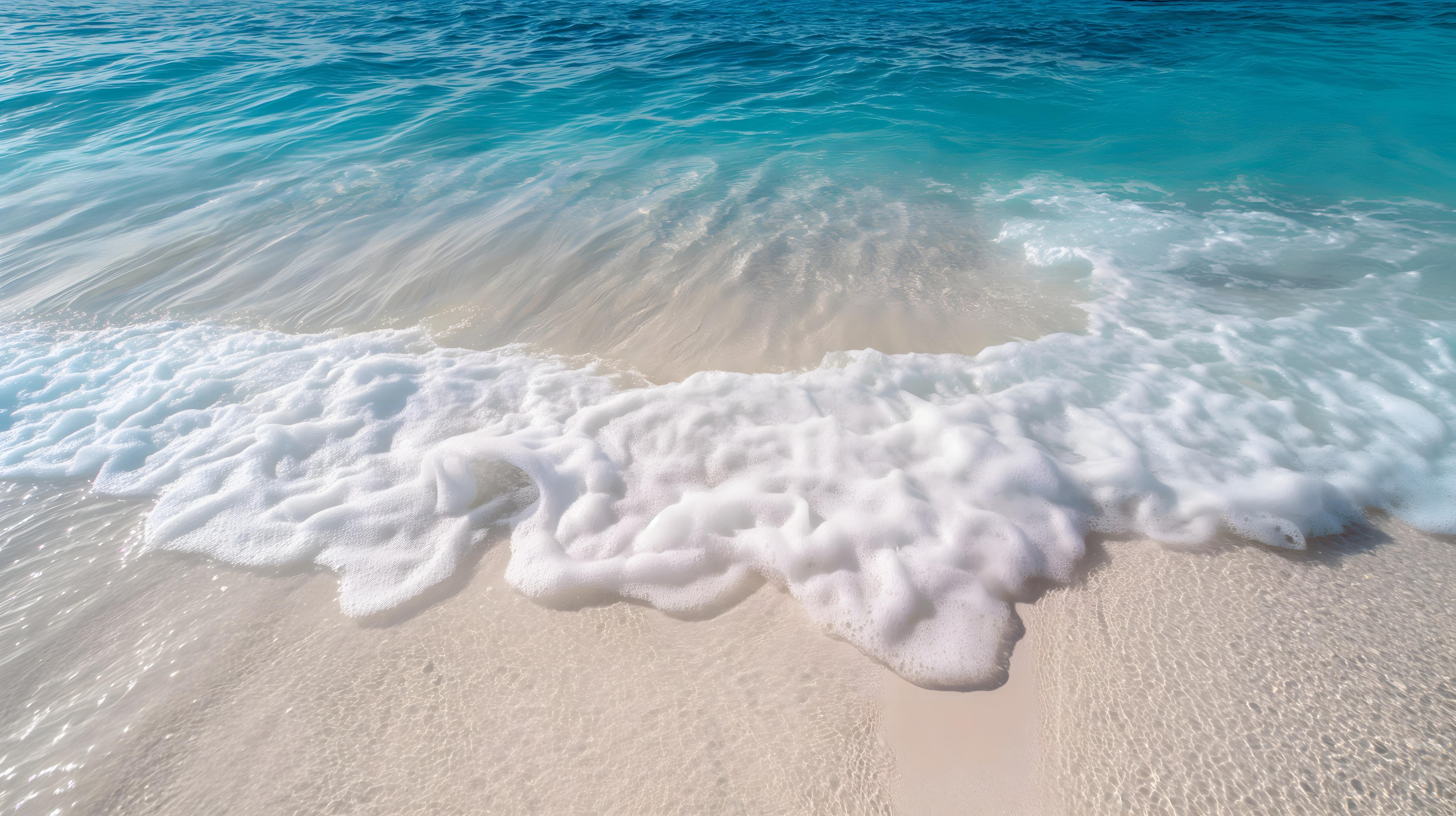 Küchenrückwand-Idyllischer Strand mit sanften Wellen und weißem Schaum