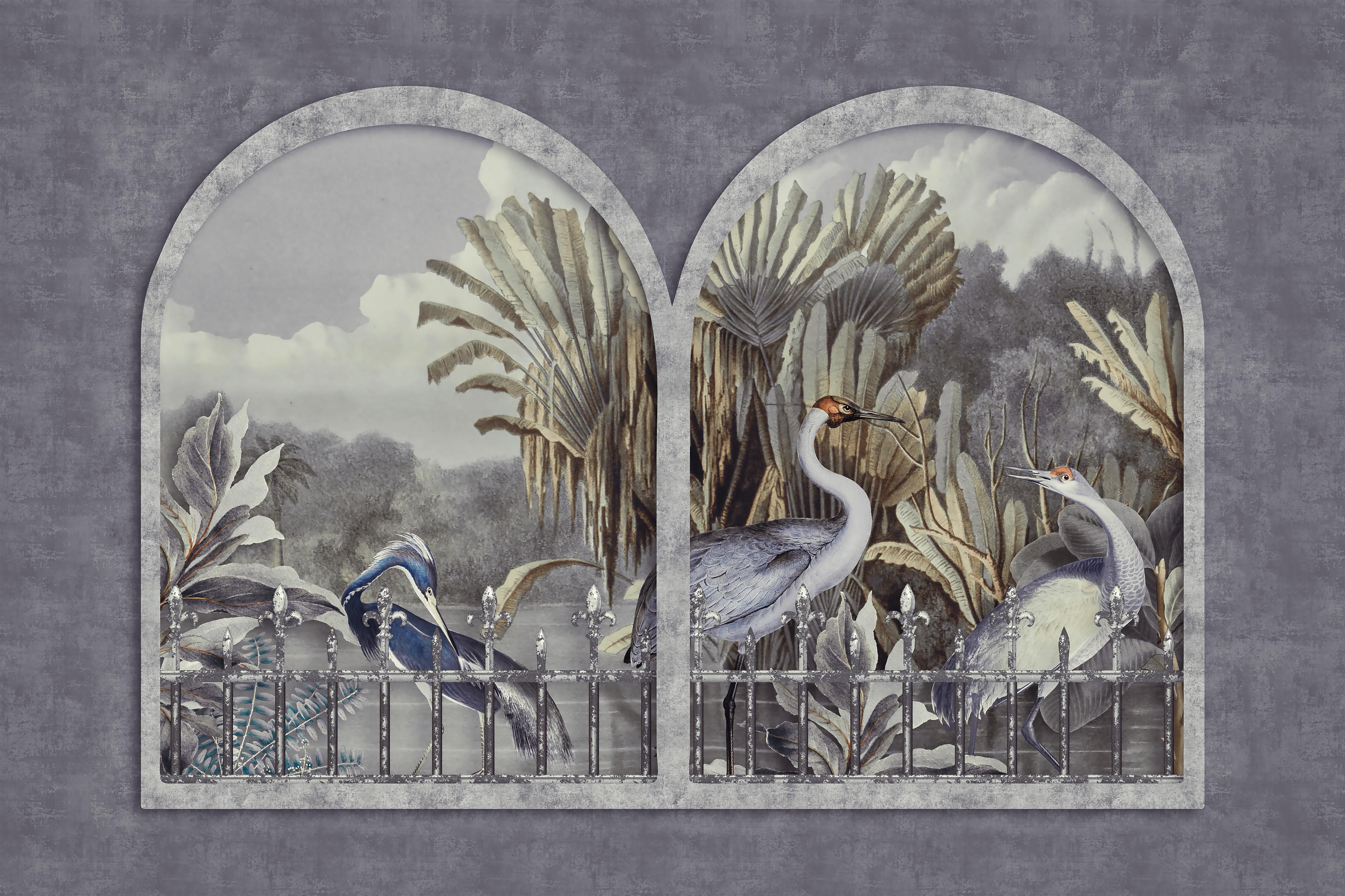 Küchenrückwand-Kranich Gemälde - Tropisch