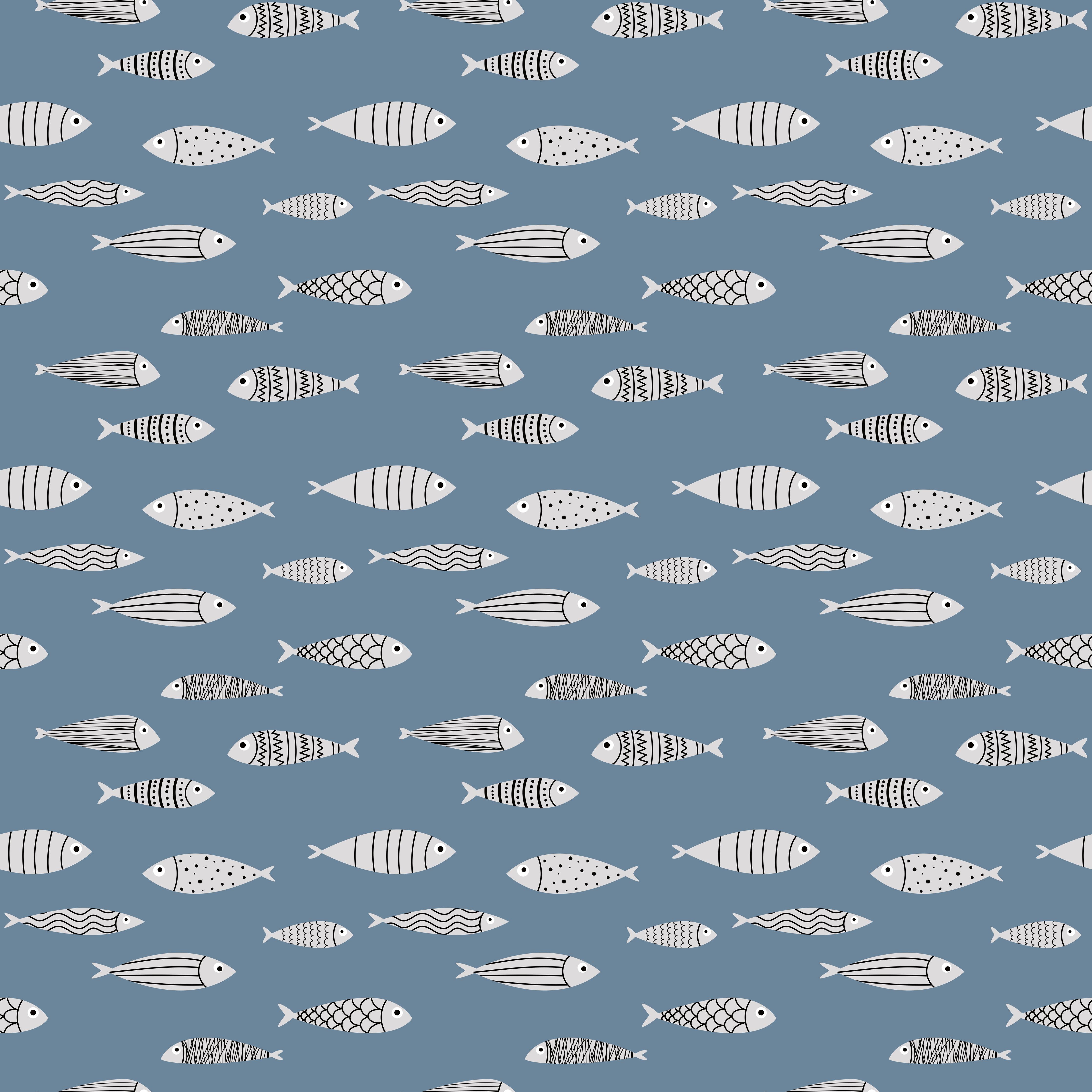 Küchenrückwand-Blau-Weiß Fischmuster