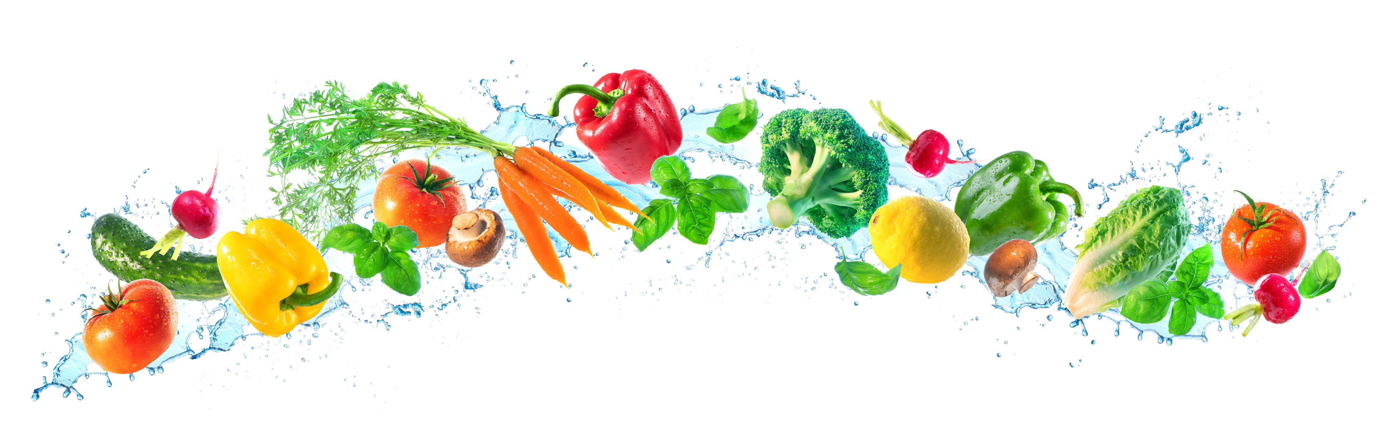 Küchenrückwand-Bunte Gemüse- und Kräuterkomposition