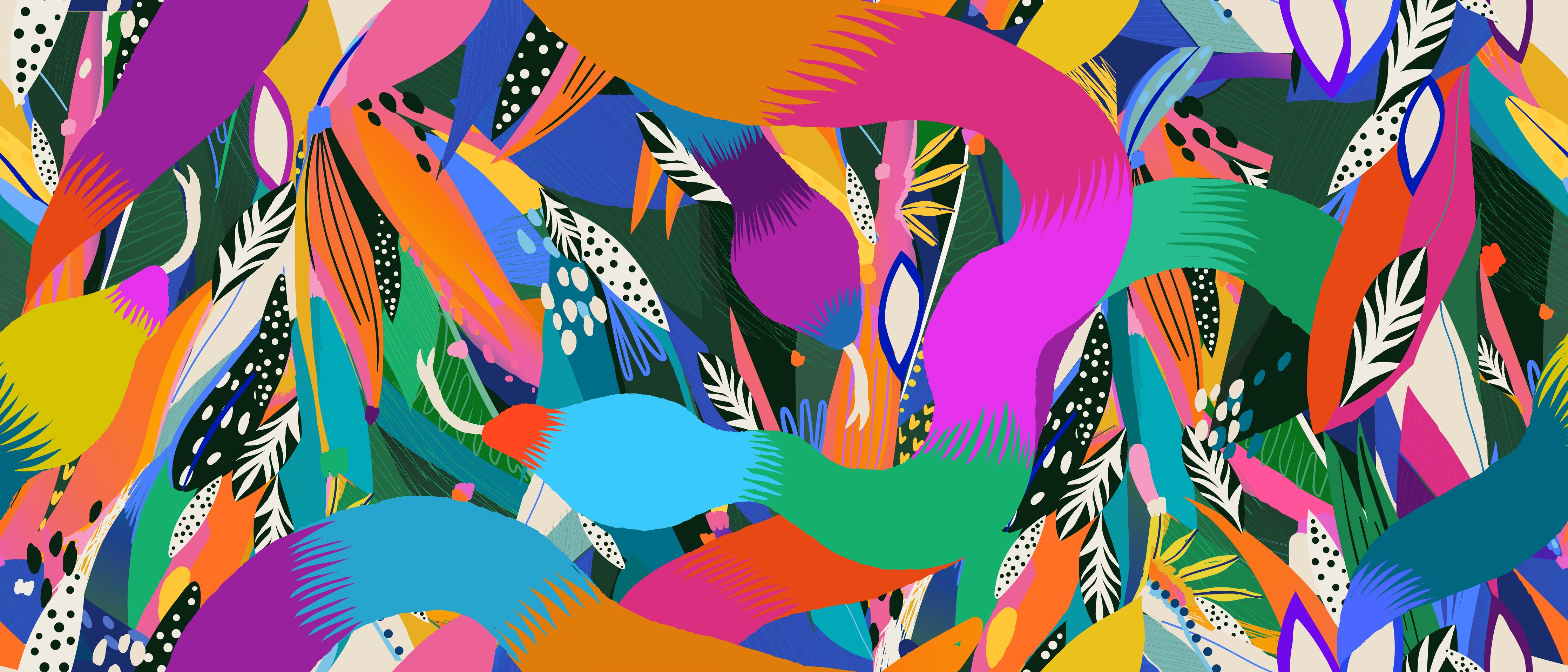 Küchenrückwand-Bunte Tropische Schlangen-Illustration