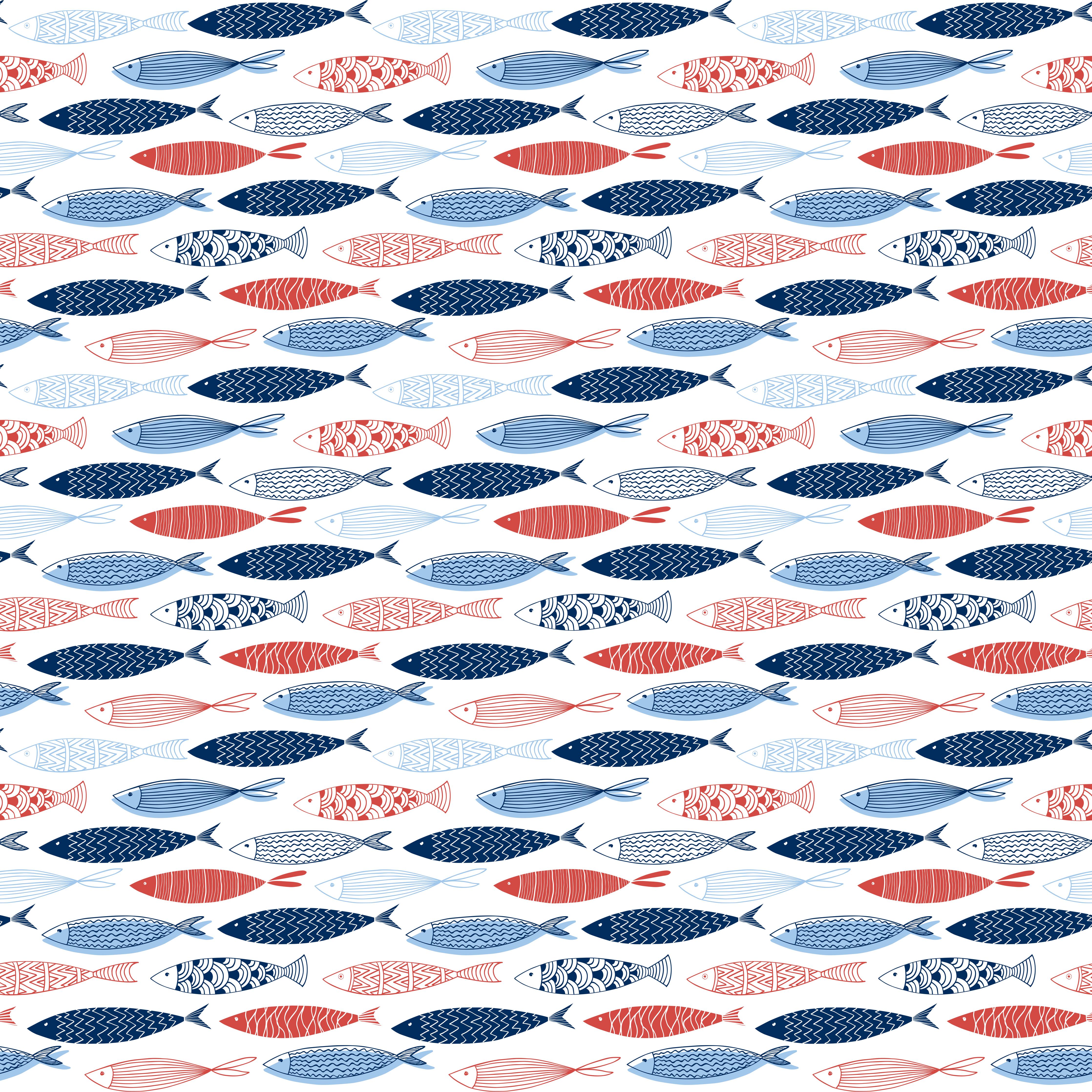 Küchenrückwand-Cartoon-Fische Blau-Rot