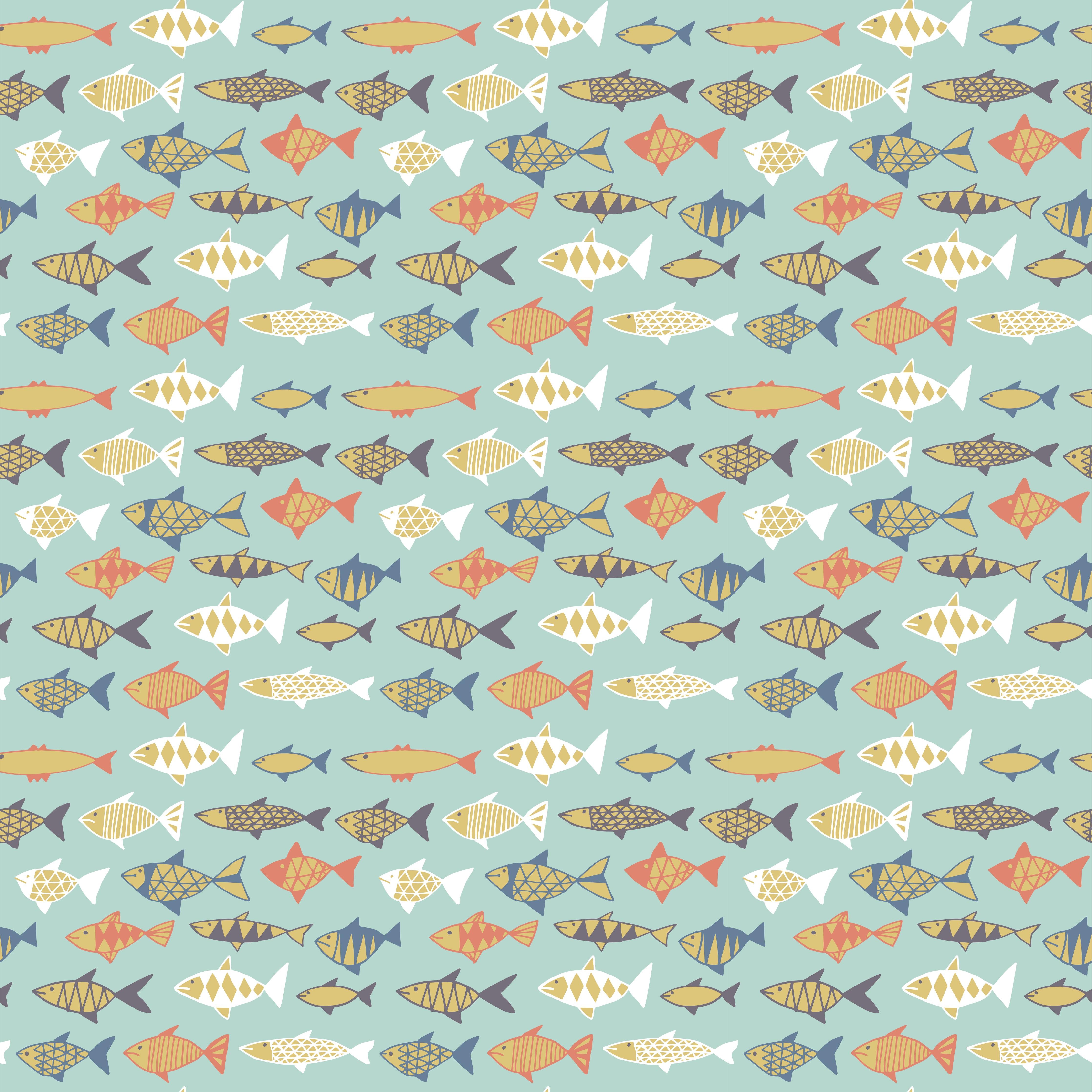 Küchenrückwand-Cartoon-Fische Türkis-Orange Muster