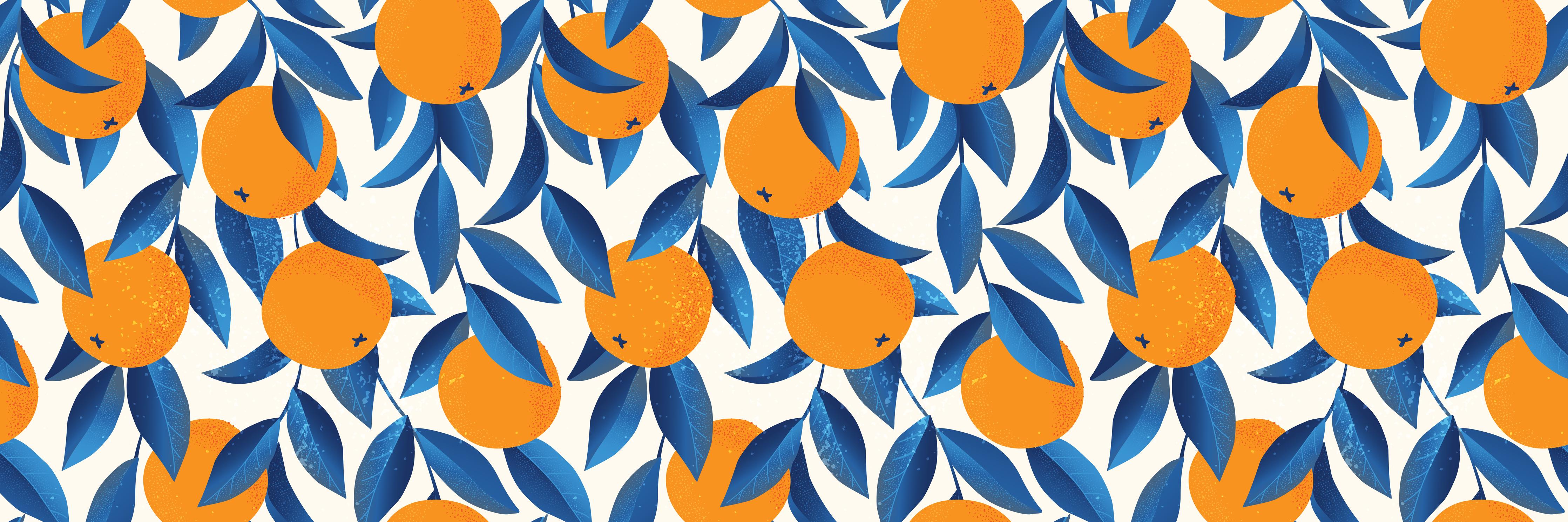 Küchenrückwand-Citrus Orange Mediterran Muster