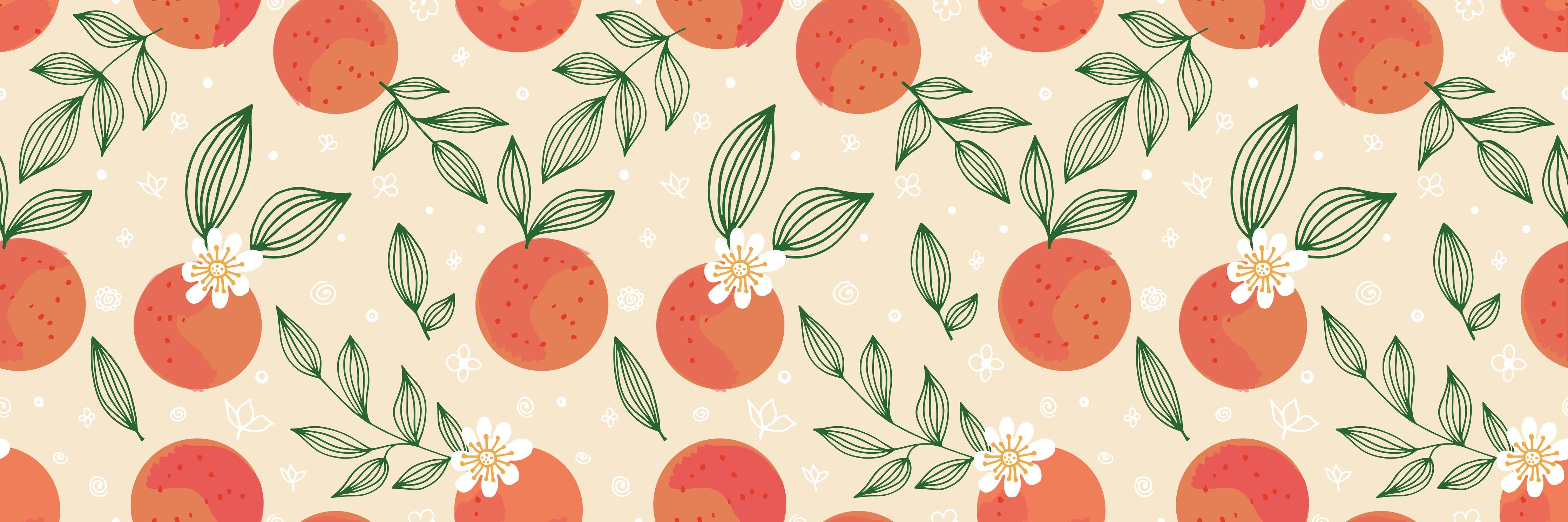 Küchenrückwand-Citrus Orange Muster Beige