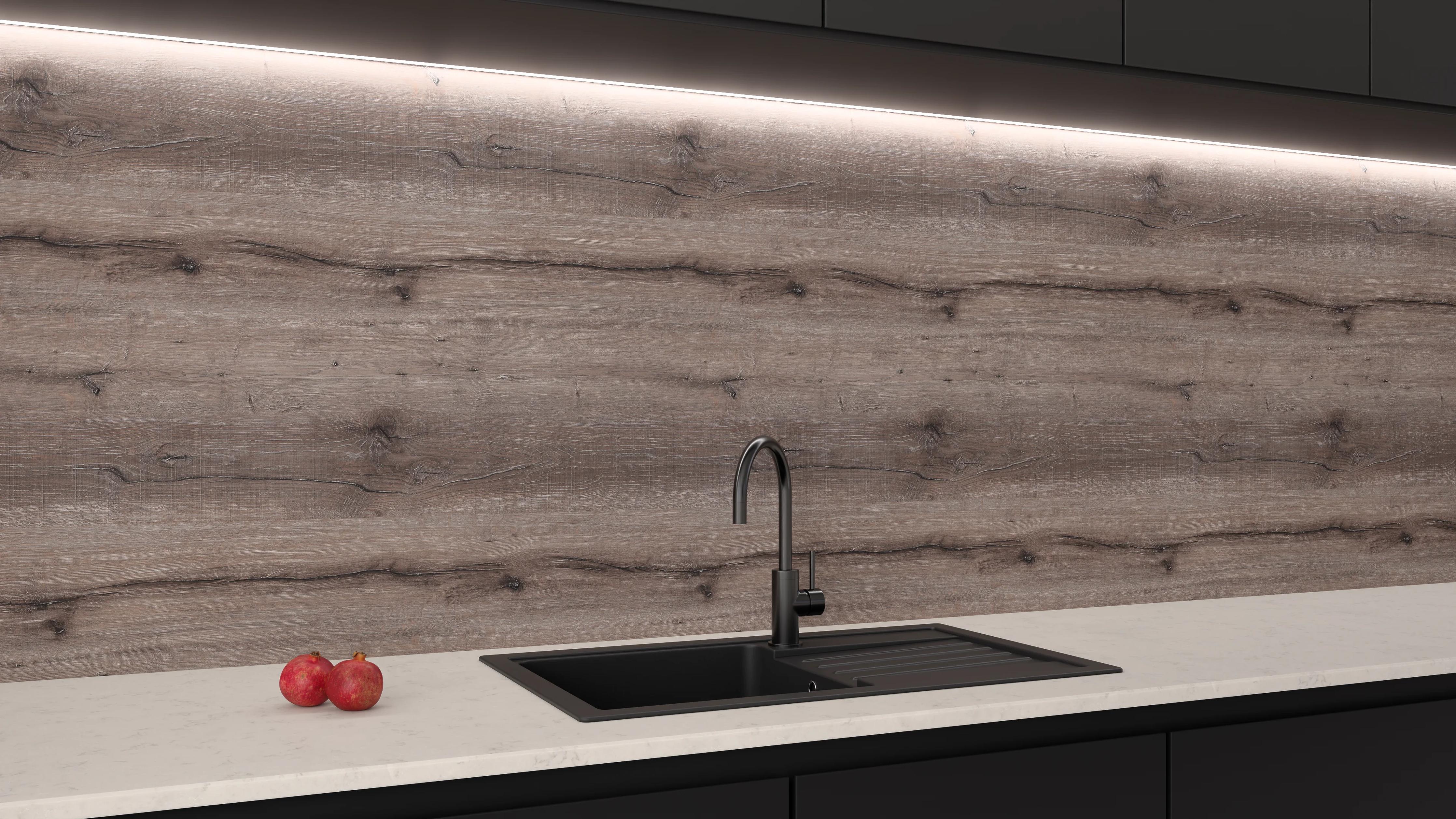 Küchenrückwand - Dark Natural Wood