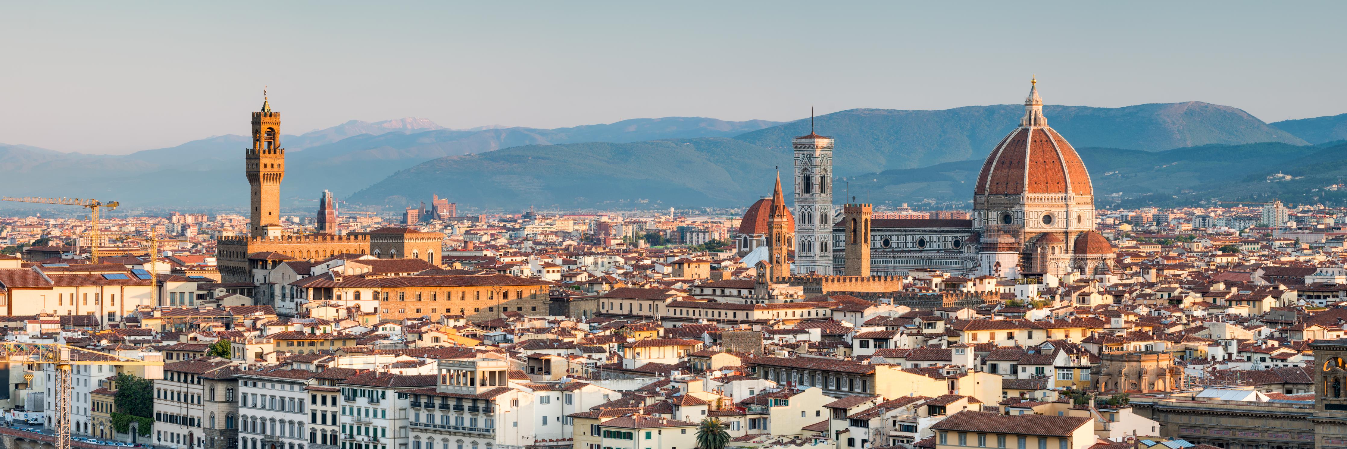 Küchenrückwand-Florenz Skyline Blau-Beige