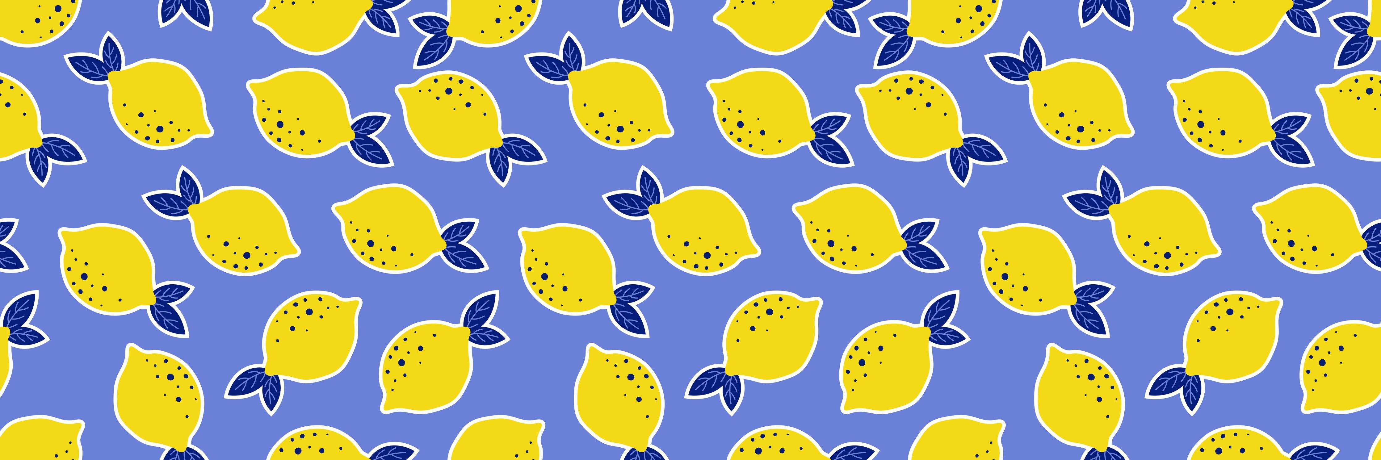 Küchenrückwand-Frisches Zitronenmuster in Gelb und Blau