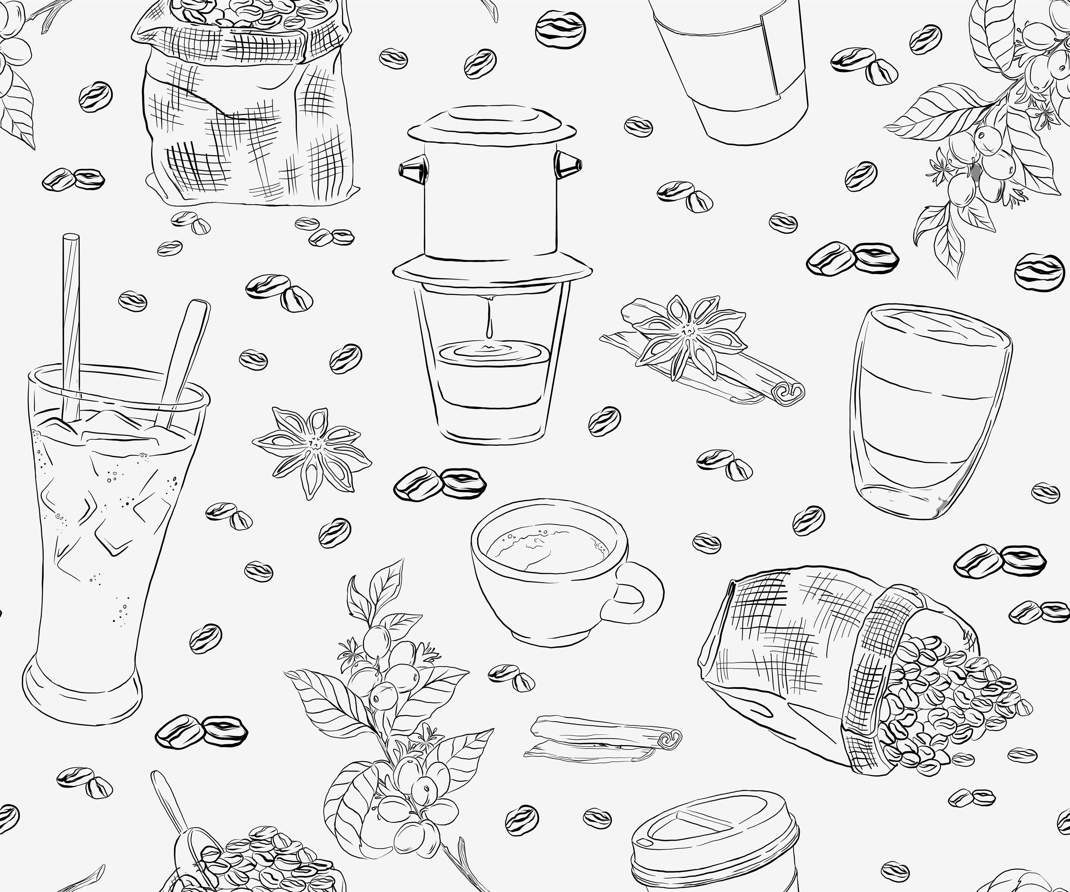 Küchenrückwand-Kaffee & Gewürze Schwarz-Weiß