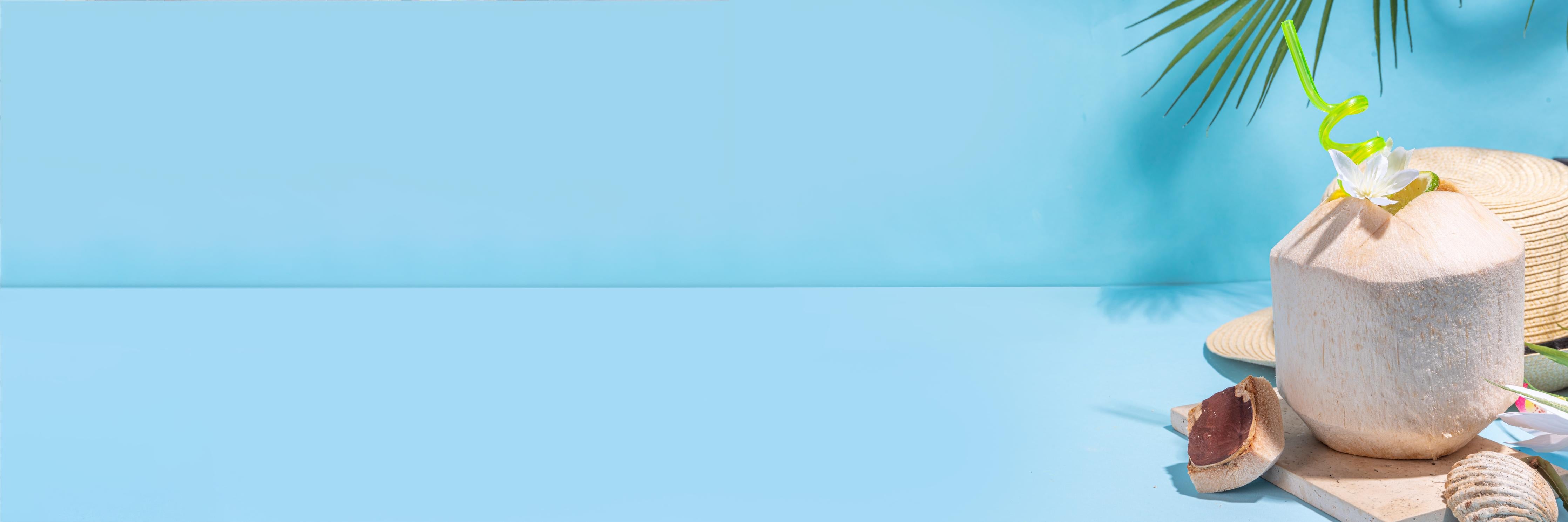 Küchenrückwand-Kokosnuss-Limette Strandmotiv Blau