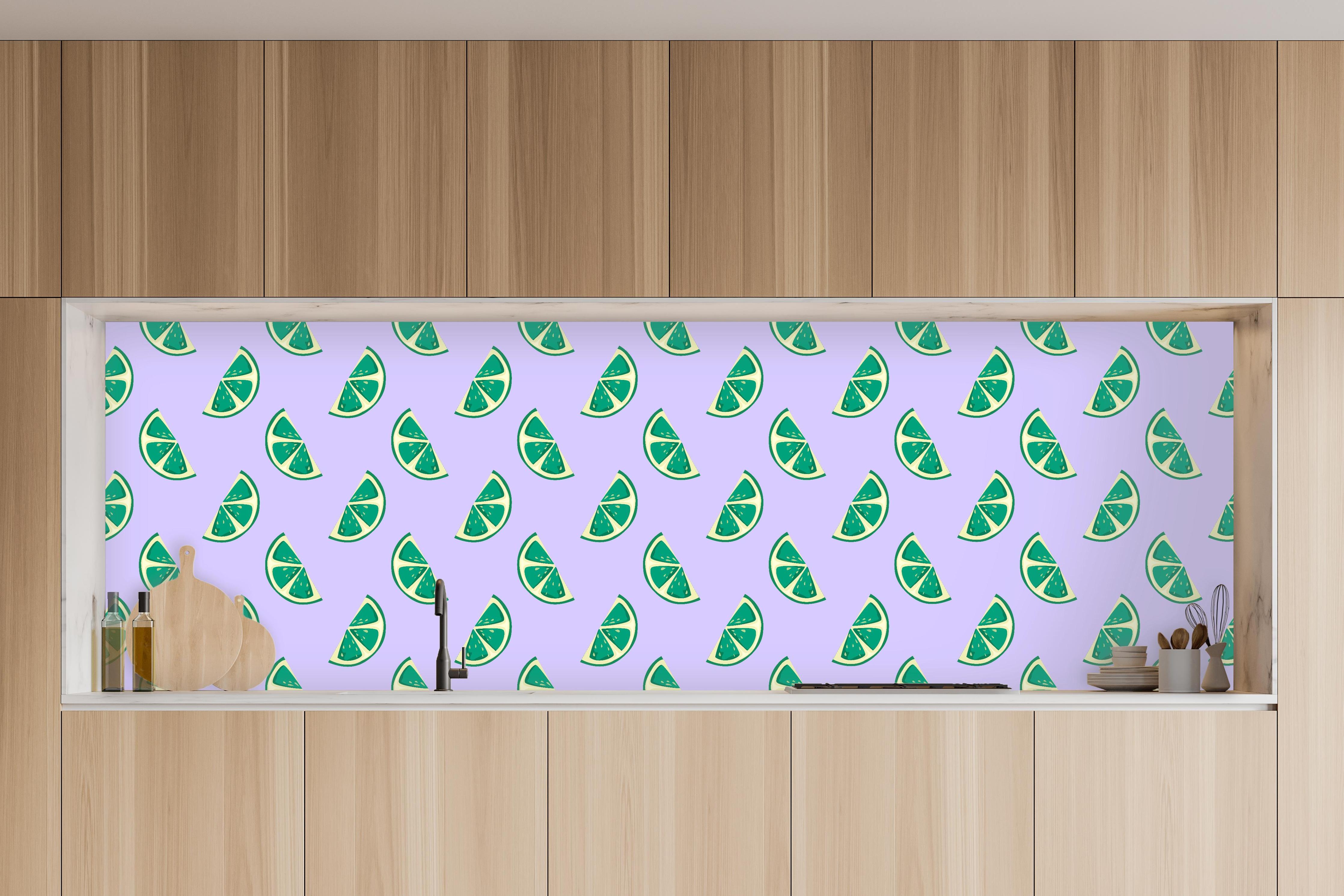 Küche - Limettenmuster Lime Breeze in charakteristischer Vollholz-Küche mit modernem Gasherd