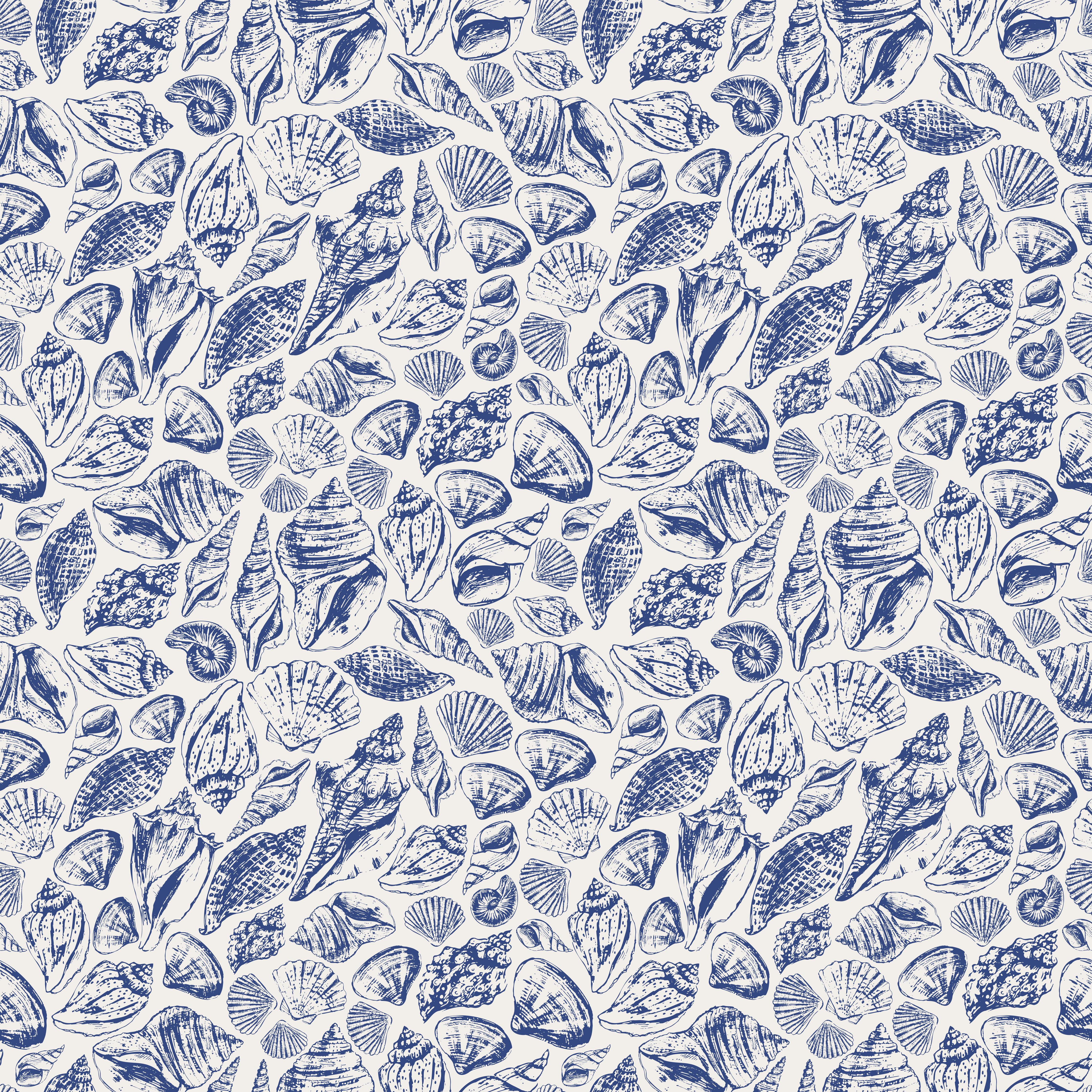 Küchenrückwand-Maritimes Muschelmuster Blau-Weiß