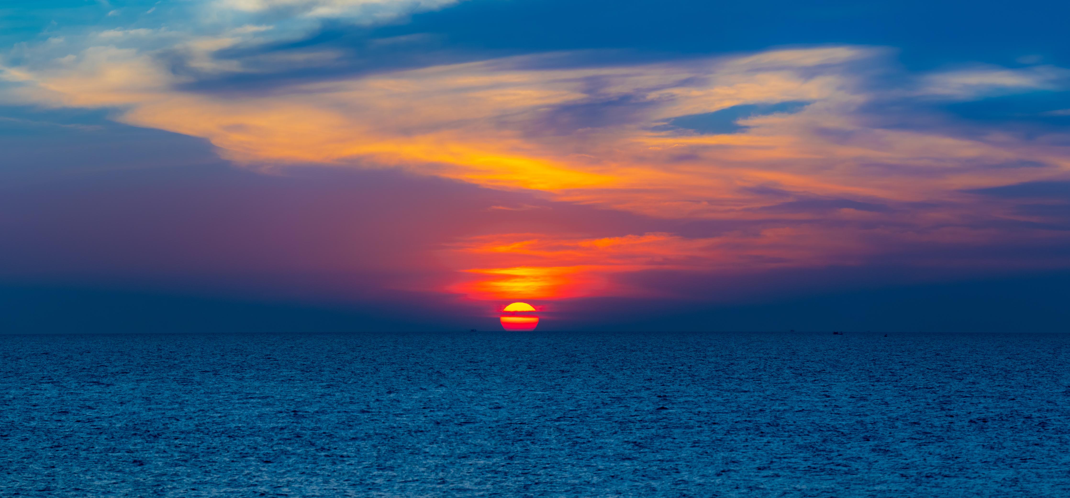 Küchenrückwand-Meer-Sonnenuntergang Blau-Orange
