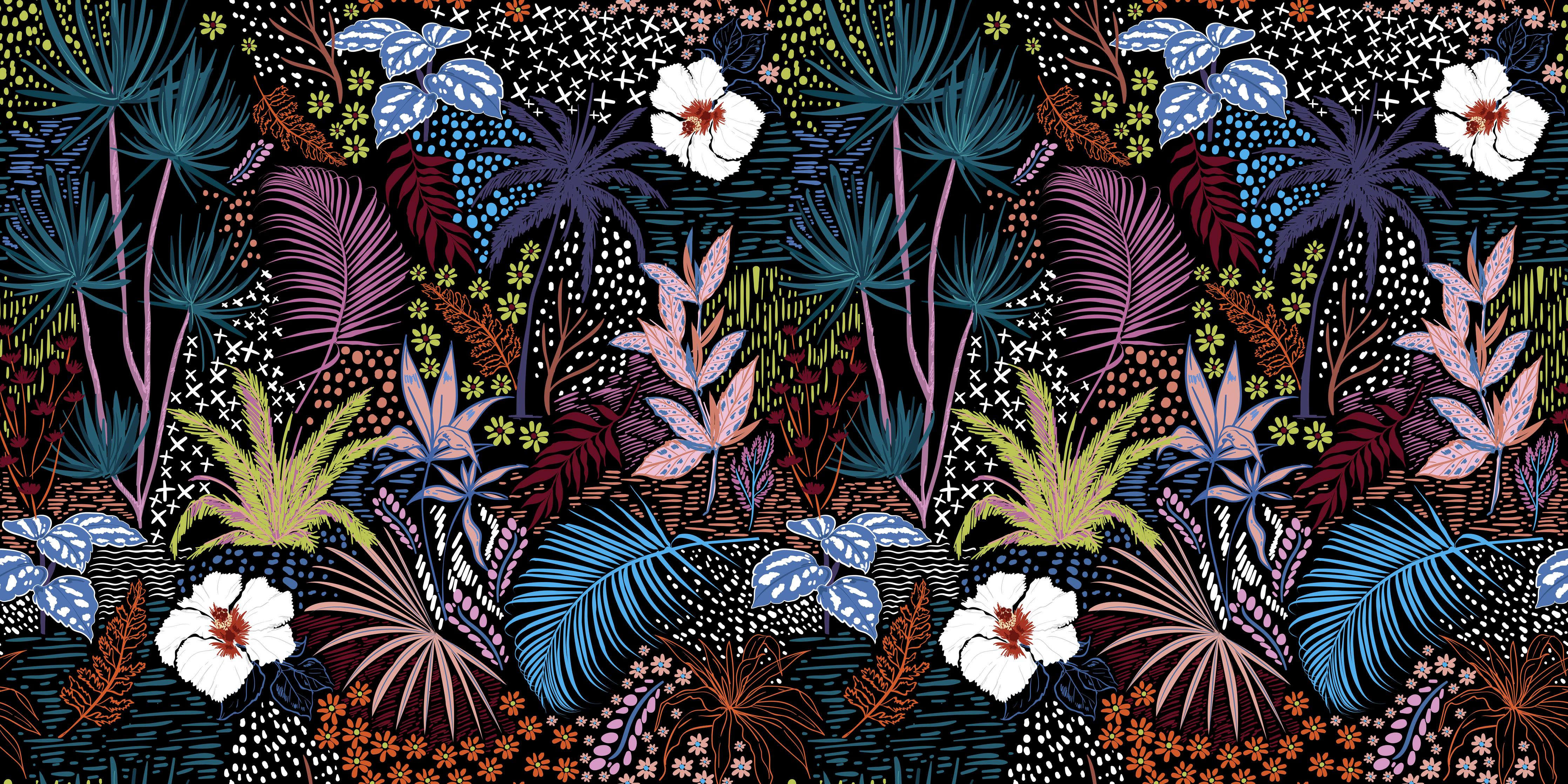 Küchenrückwand-Mystic Tropic Pflanzenmuster