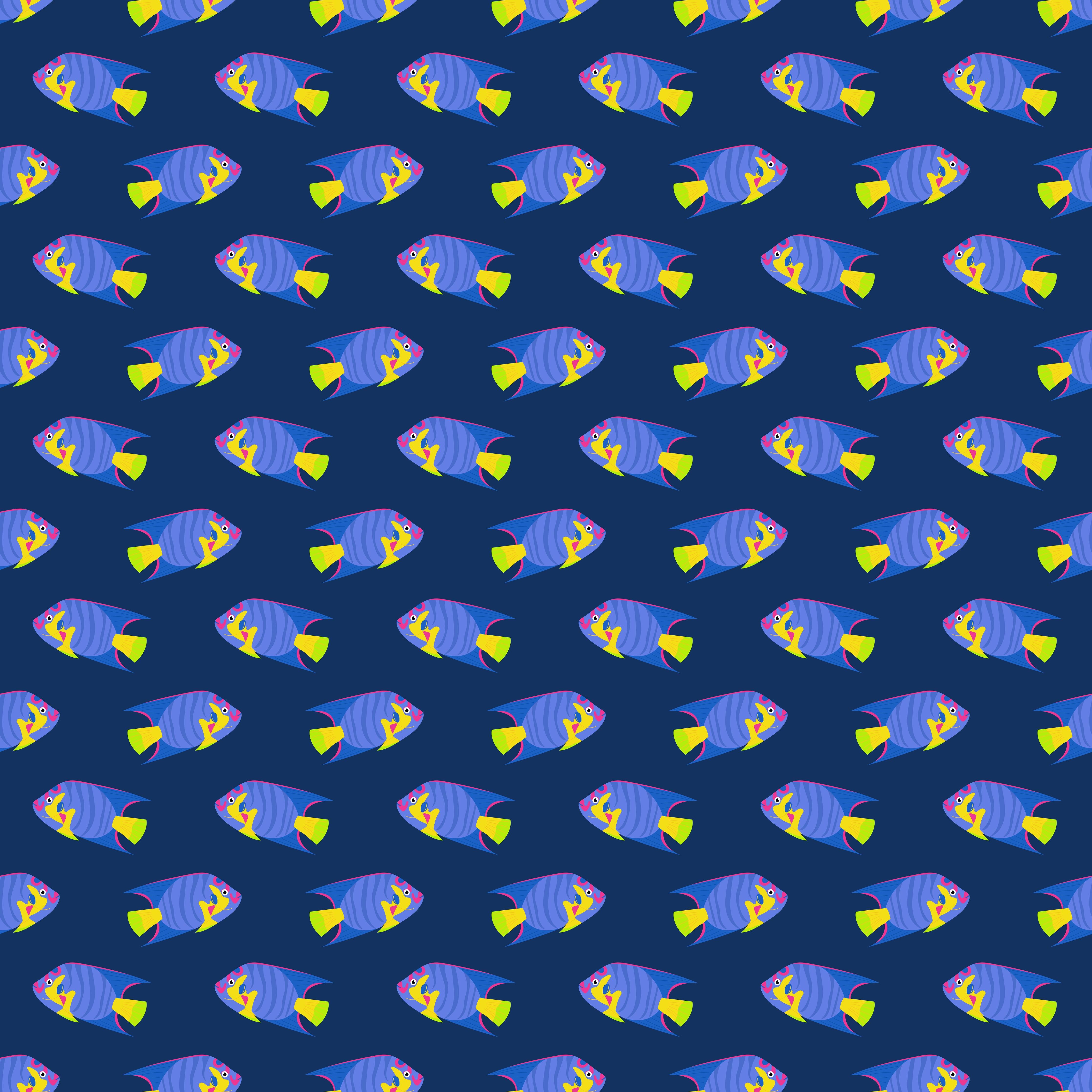 Küchenrückwand-Neon-Fische Blau-Gelb Muster