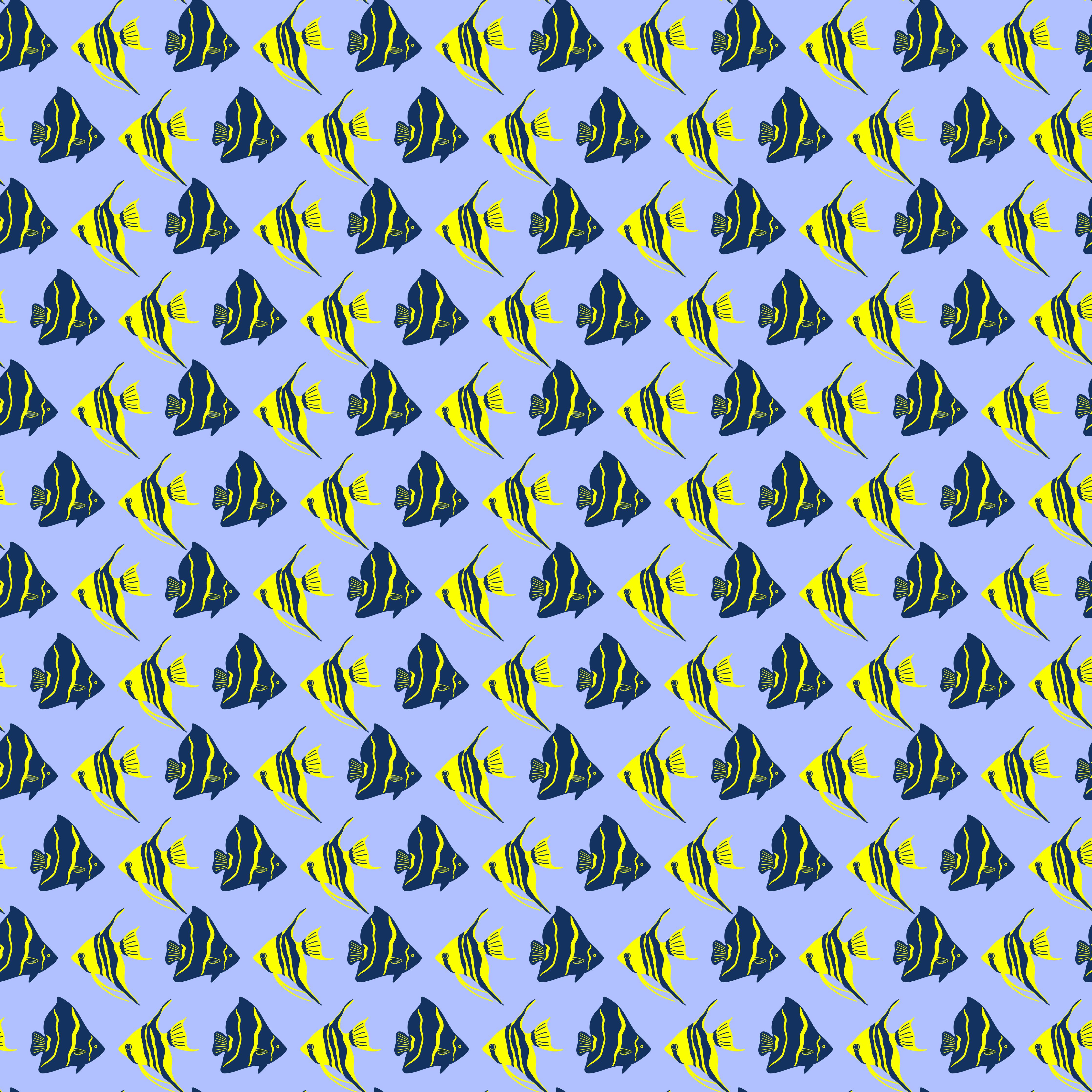 Küchenrückwand-Neon-Fischmuster Blau Gelb