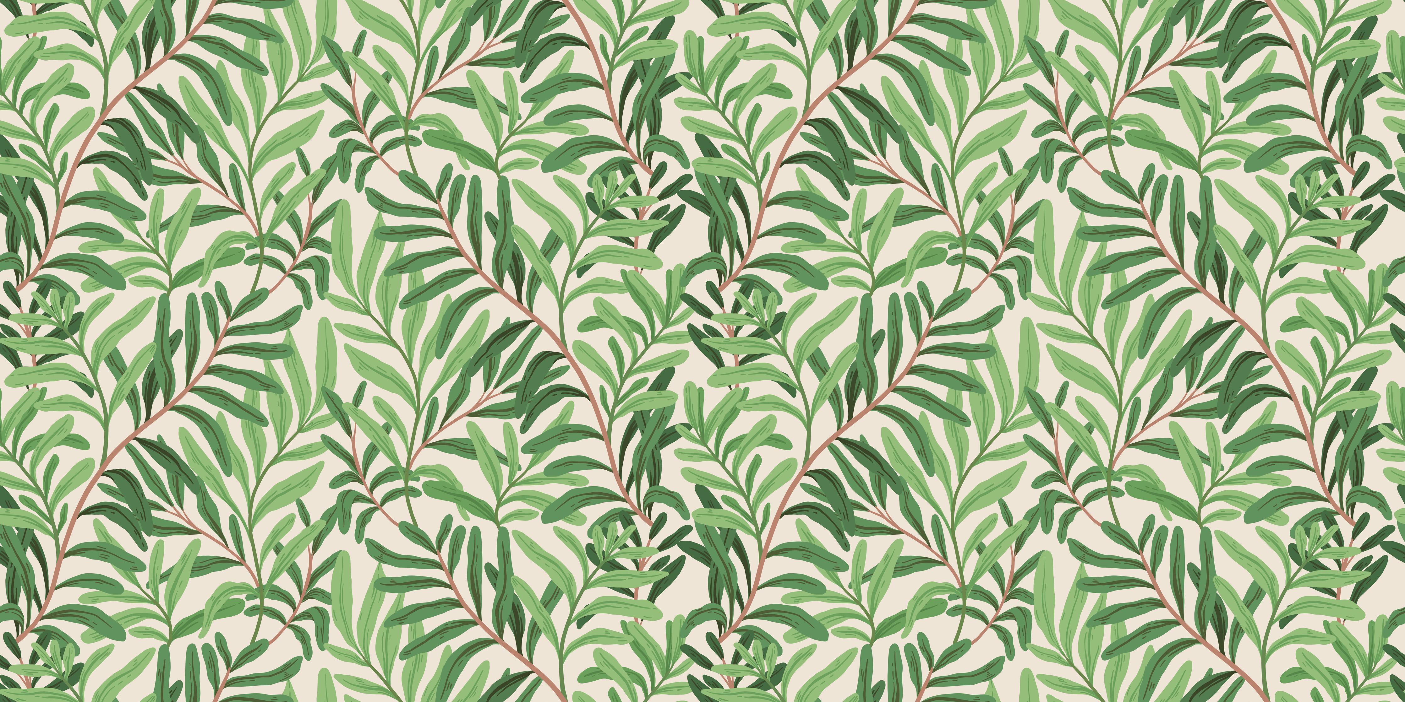 Küchenrückwand-Olivenblätter Muster Grün-Beige