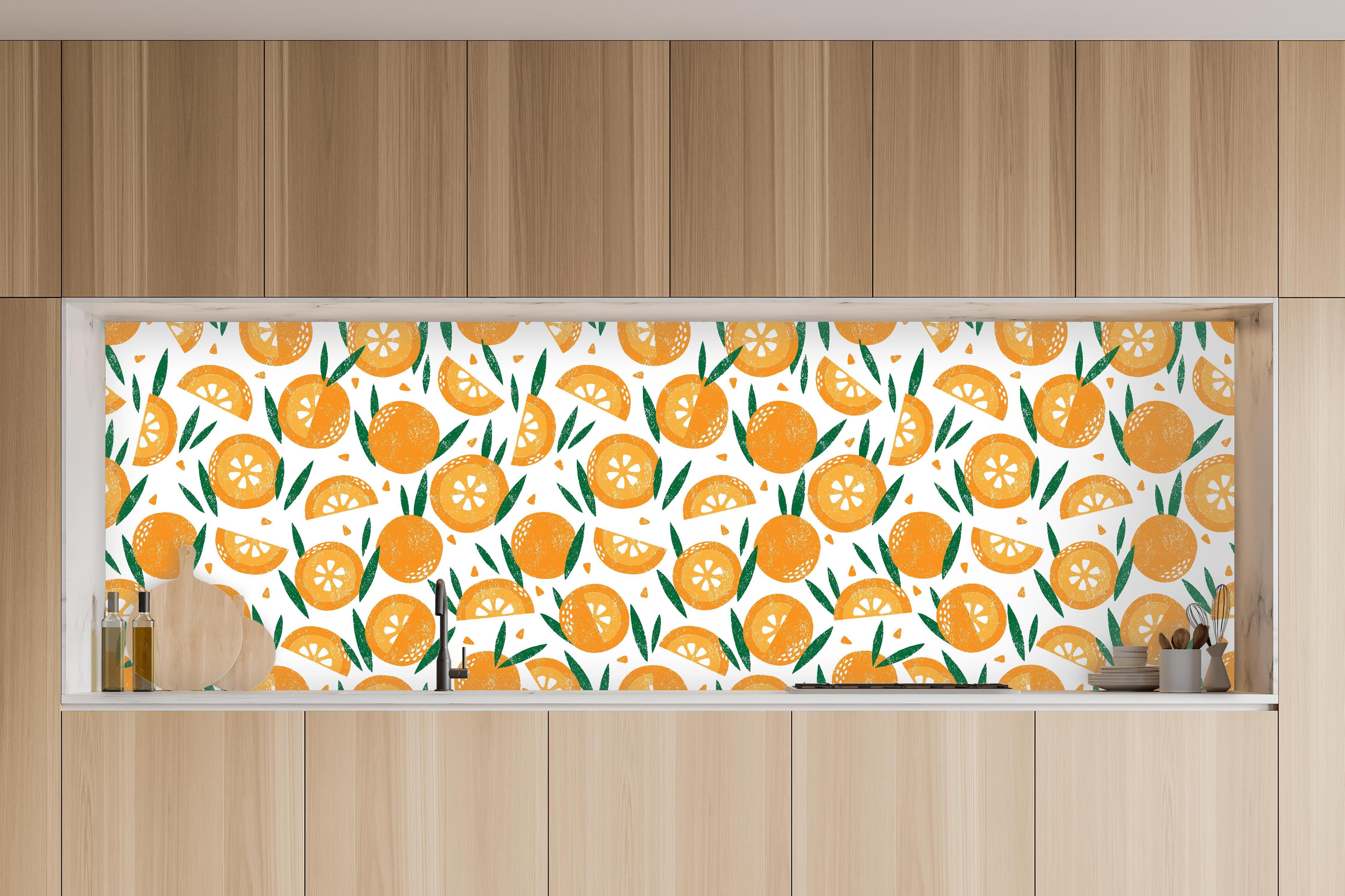 Küche - Orangenmuster Radiant Slice in charakteristischer Vollholz-Küche mit modernem Gasherd